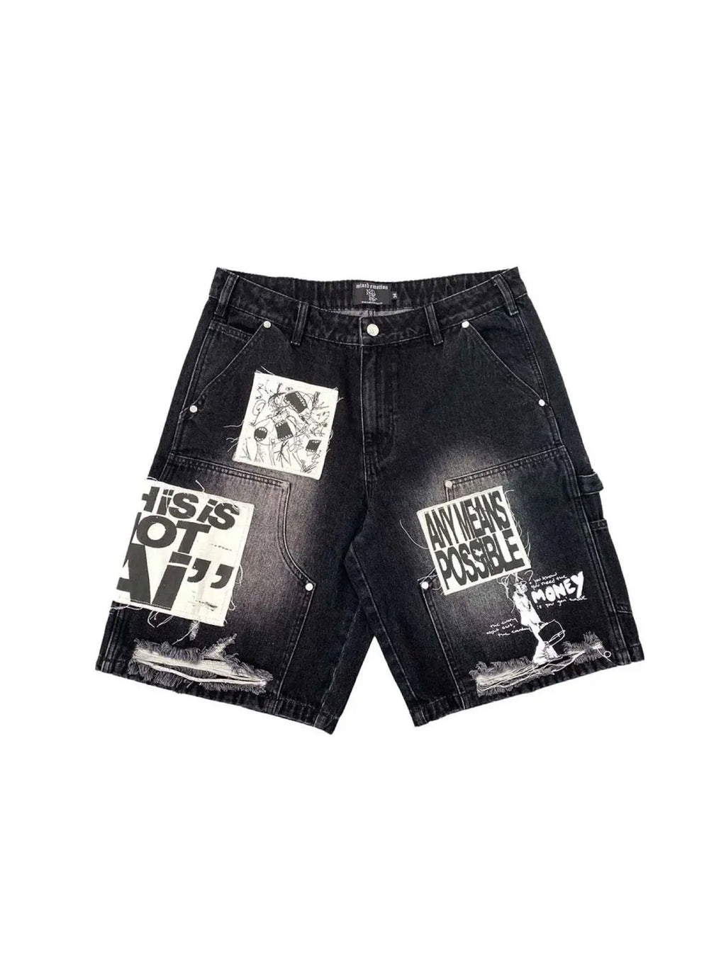 Mixed Emotions AI Denim Shorts Black