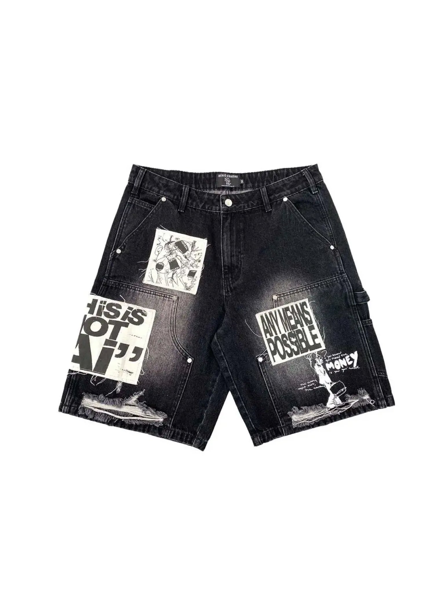 Mixed Emotions AI Denim Shorts Black