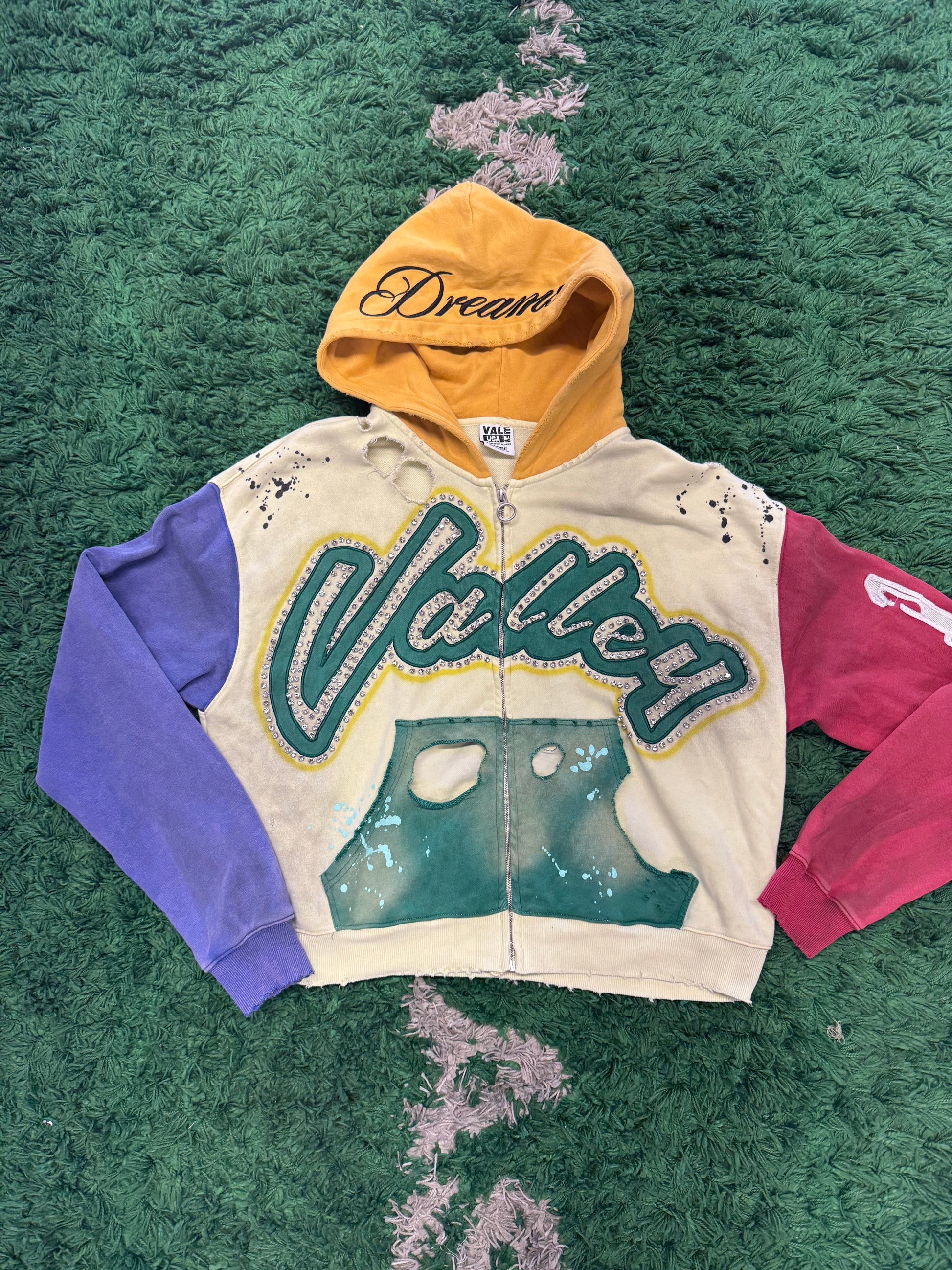 Valley collage zip up cream multi