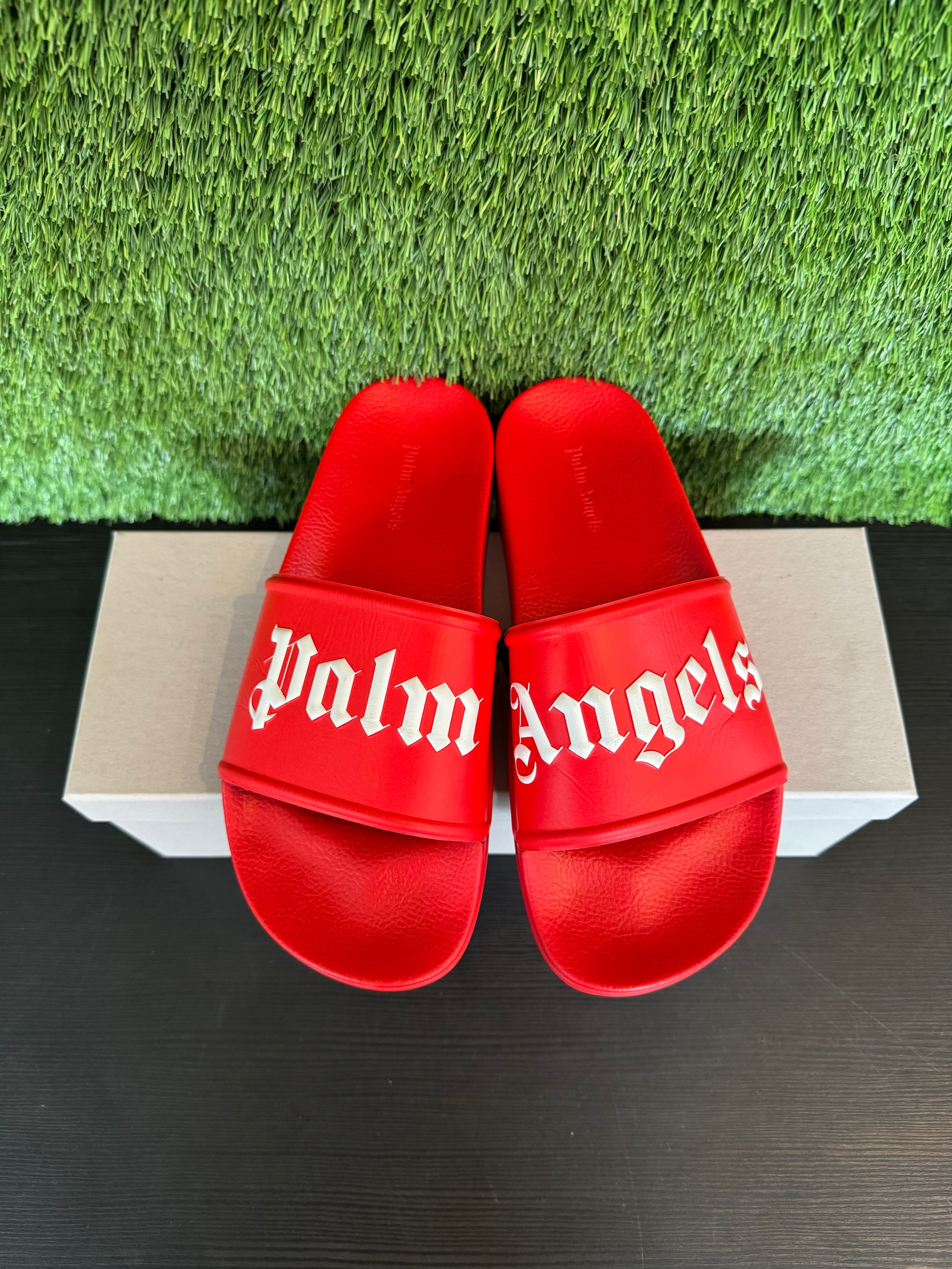 Palm Angels Pool Slides Red White