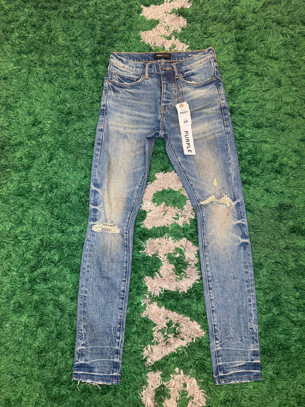 Purple denim light blue skinny distressed