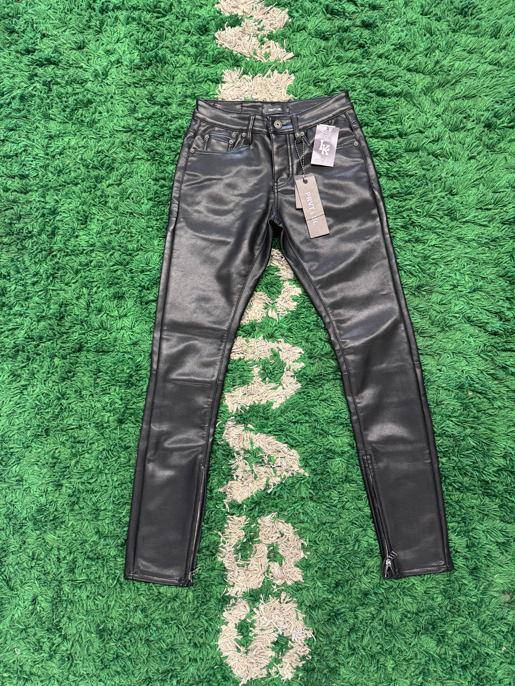 Private label black leather denim