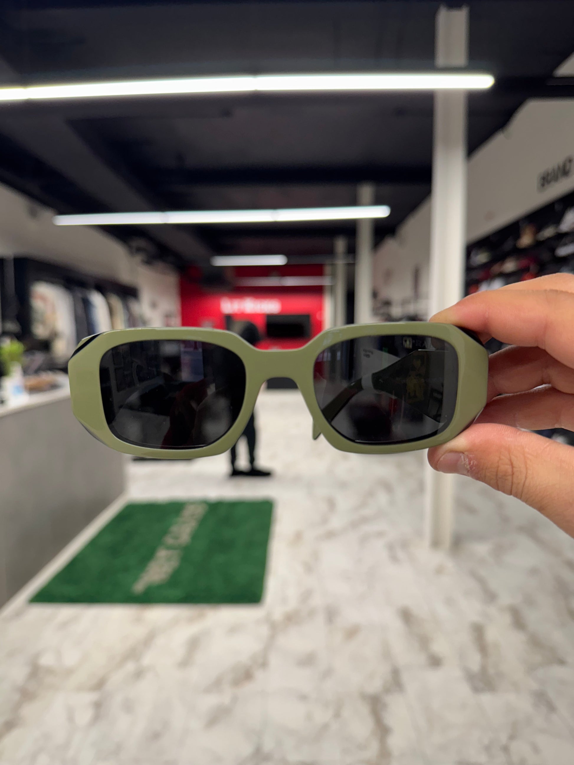 Prada 49MM Rectangle Sunglasses Olive