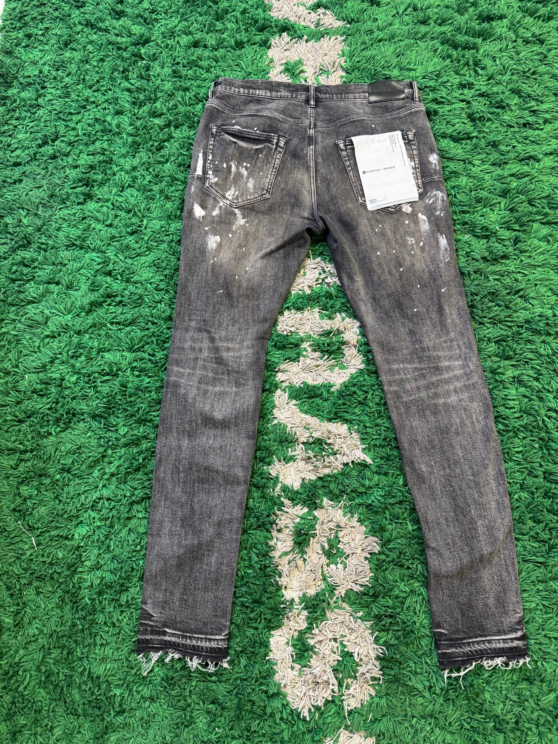 Purple distressed slim fit low rise black