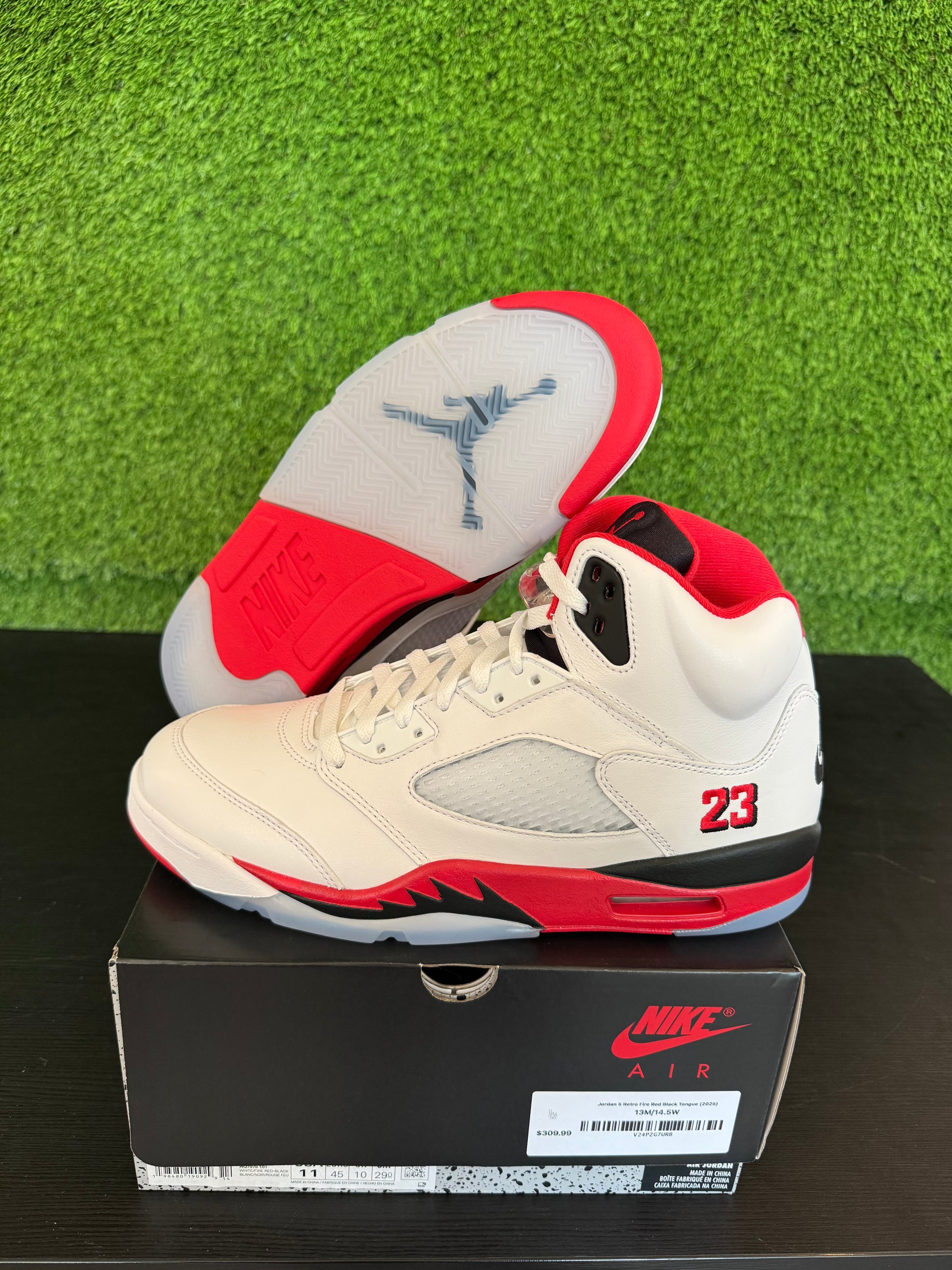 Jordan 5 Retro Fire Red Black Tongue (2025)