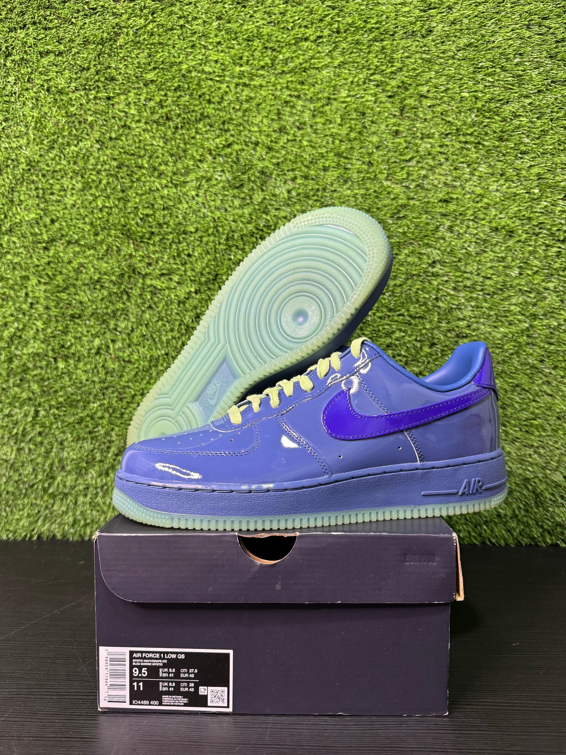 Nike Air Force 1 Low Patent Leather Mystic Navy Grape Ice