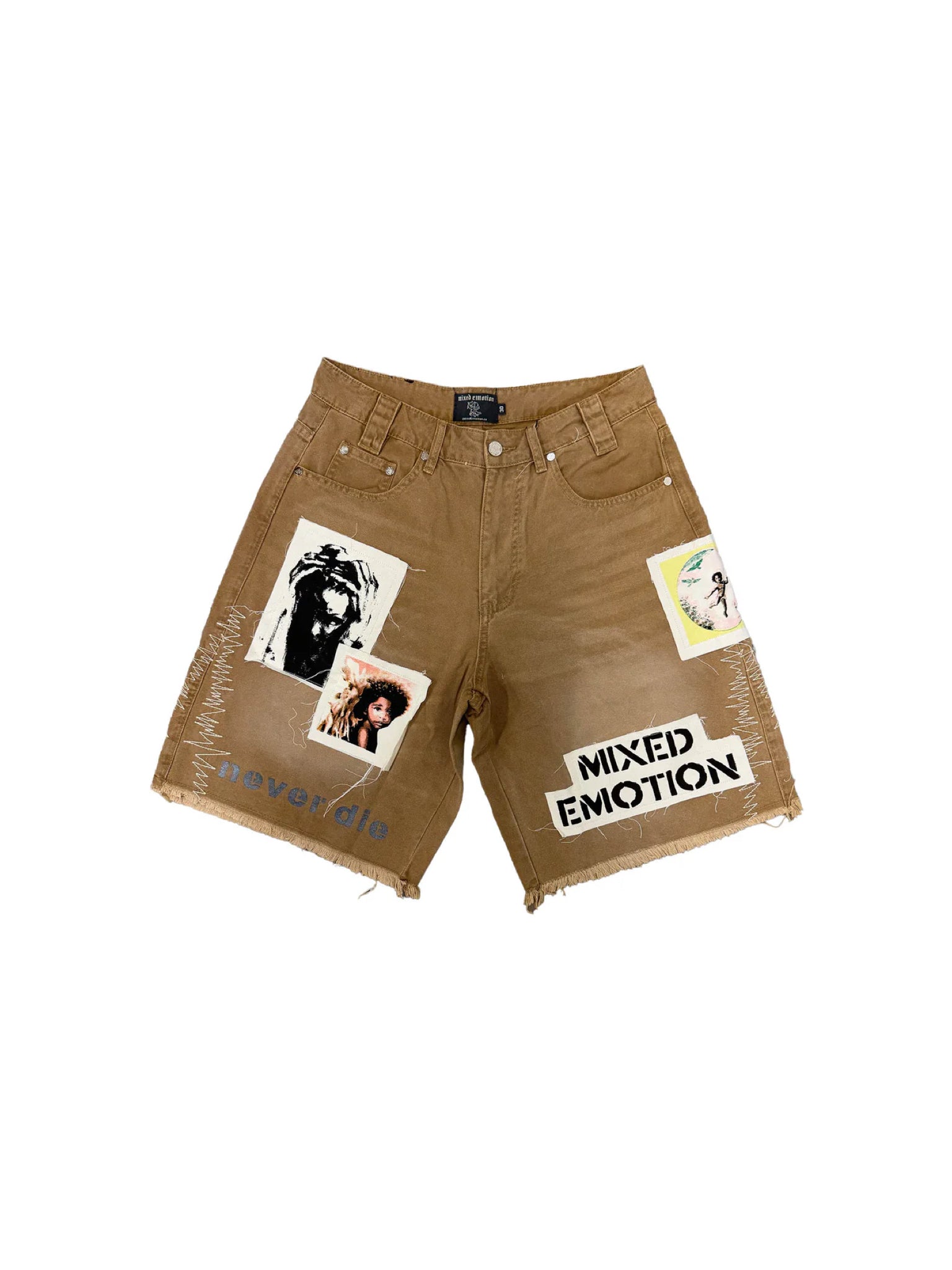 Mixed Emotions AI Denim Shorts Brown