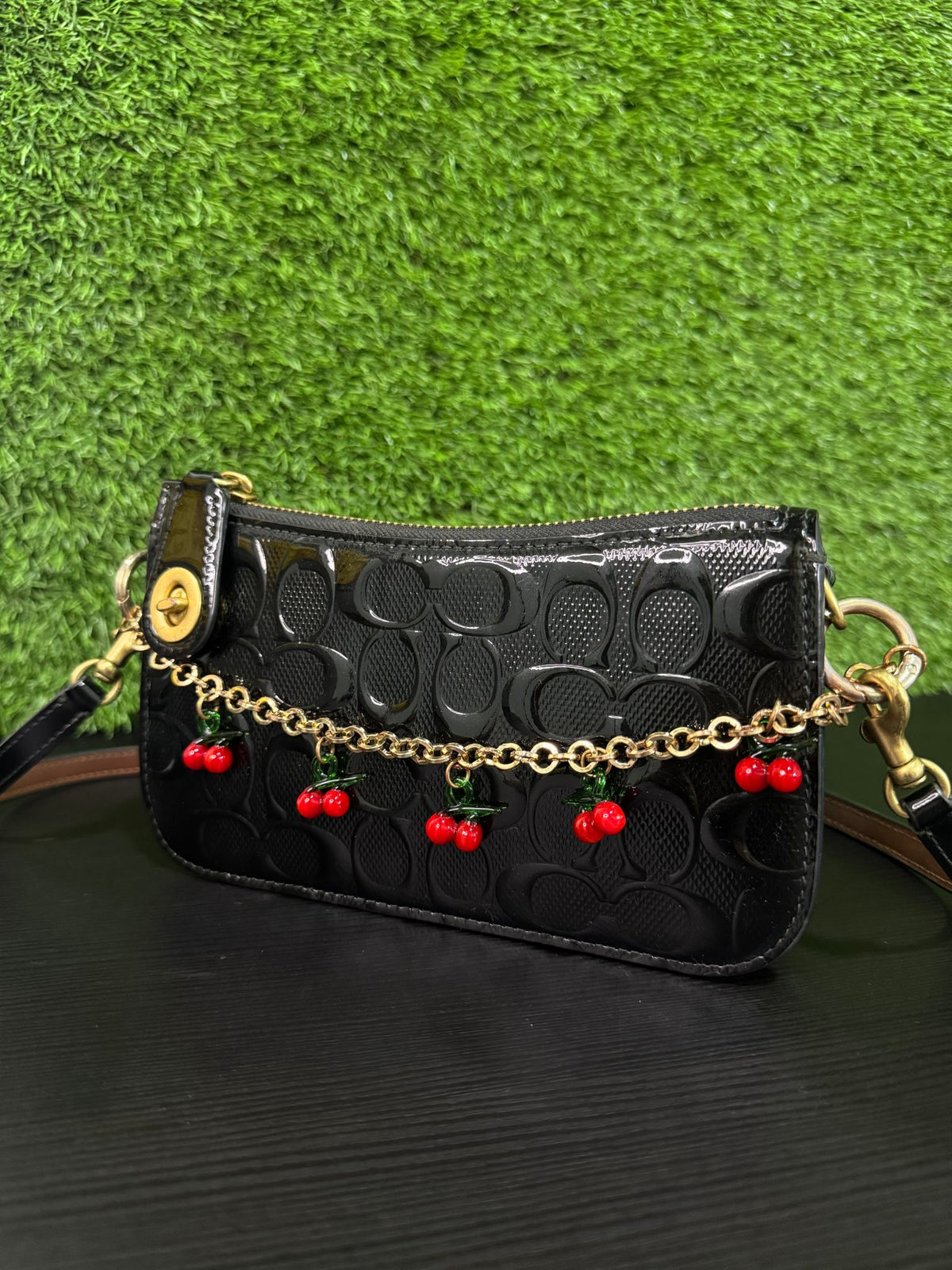 COACH Black Patent Leather Shoulder Bag