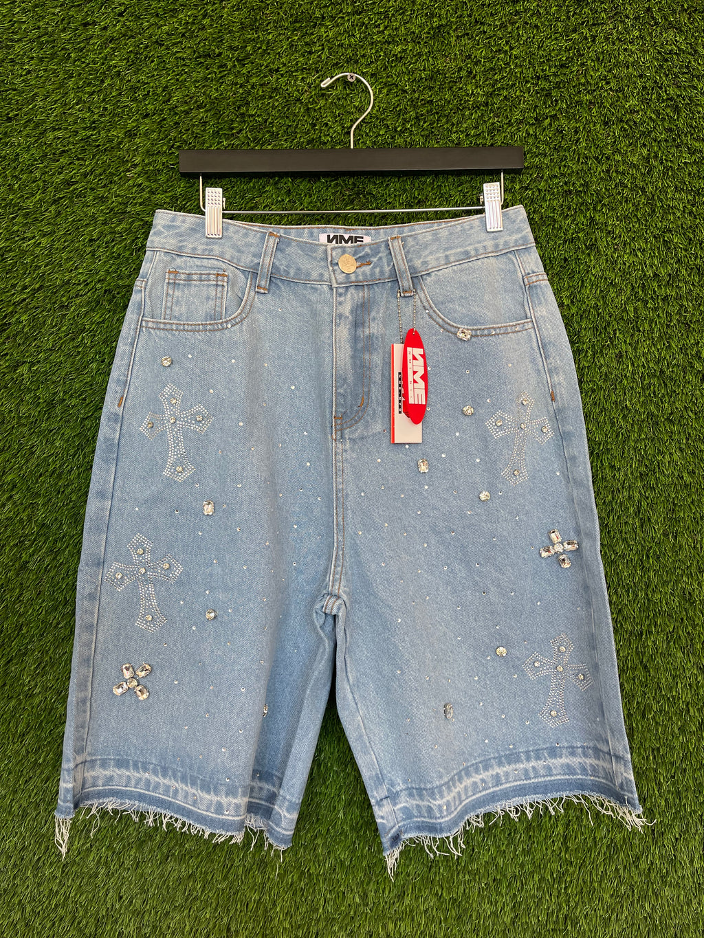 NME NYC Rhinestone Jorts Blue