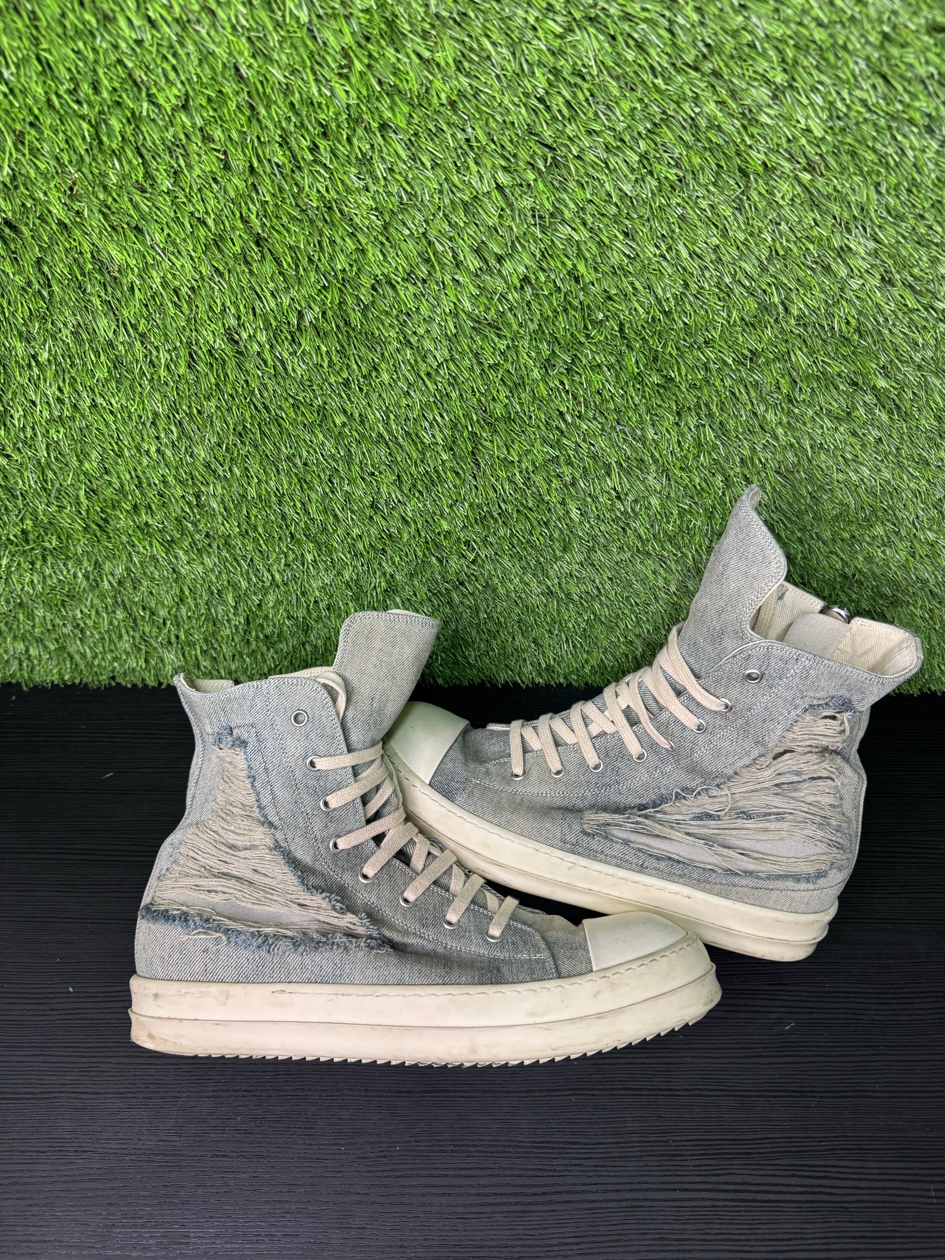 Rick Owens blue denim high top