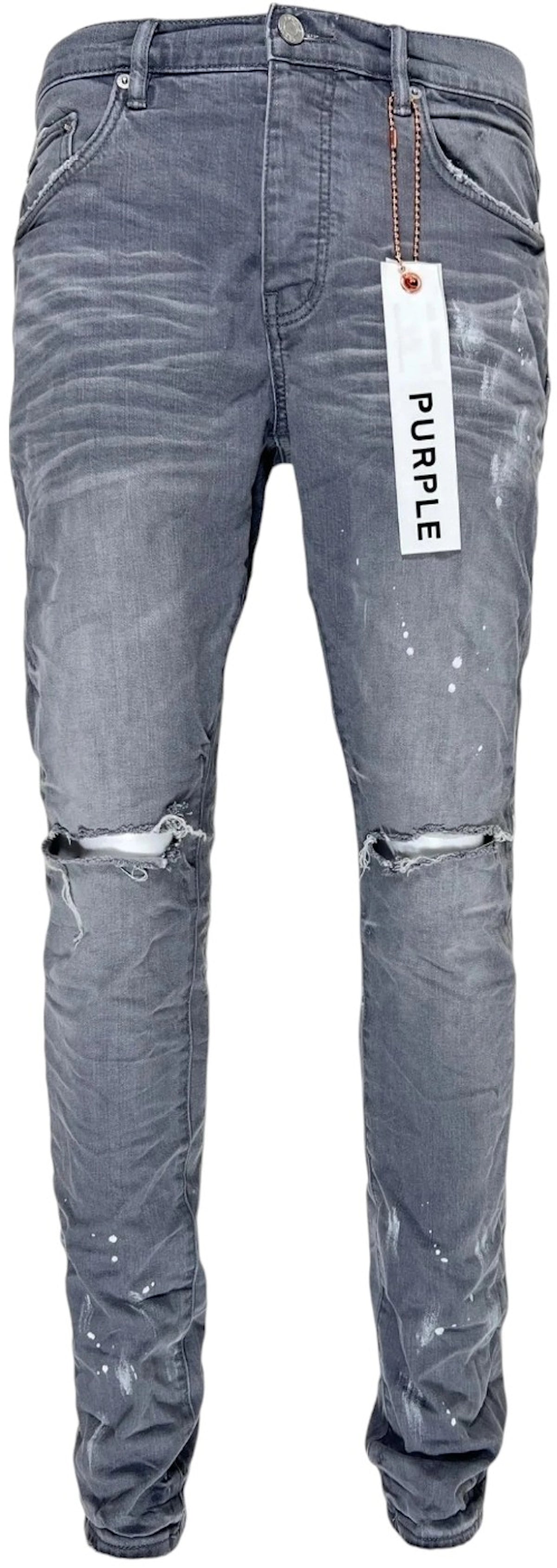 Purple Brand Worn Knee Slit Jean Grey