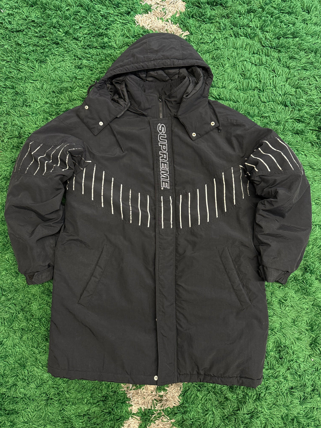 Supreme Pinstripe Sports Parka Black