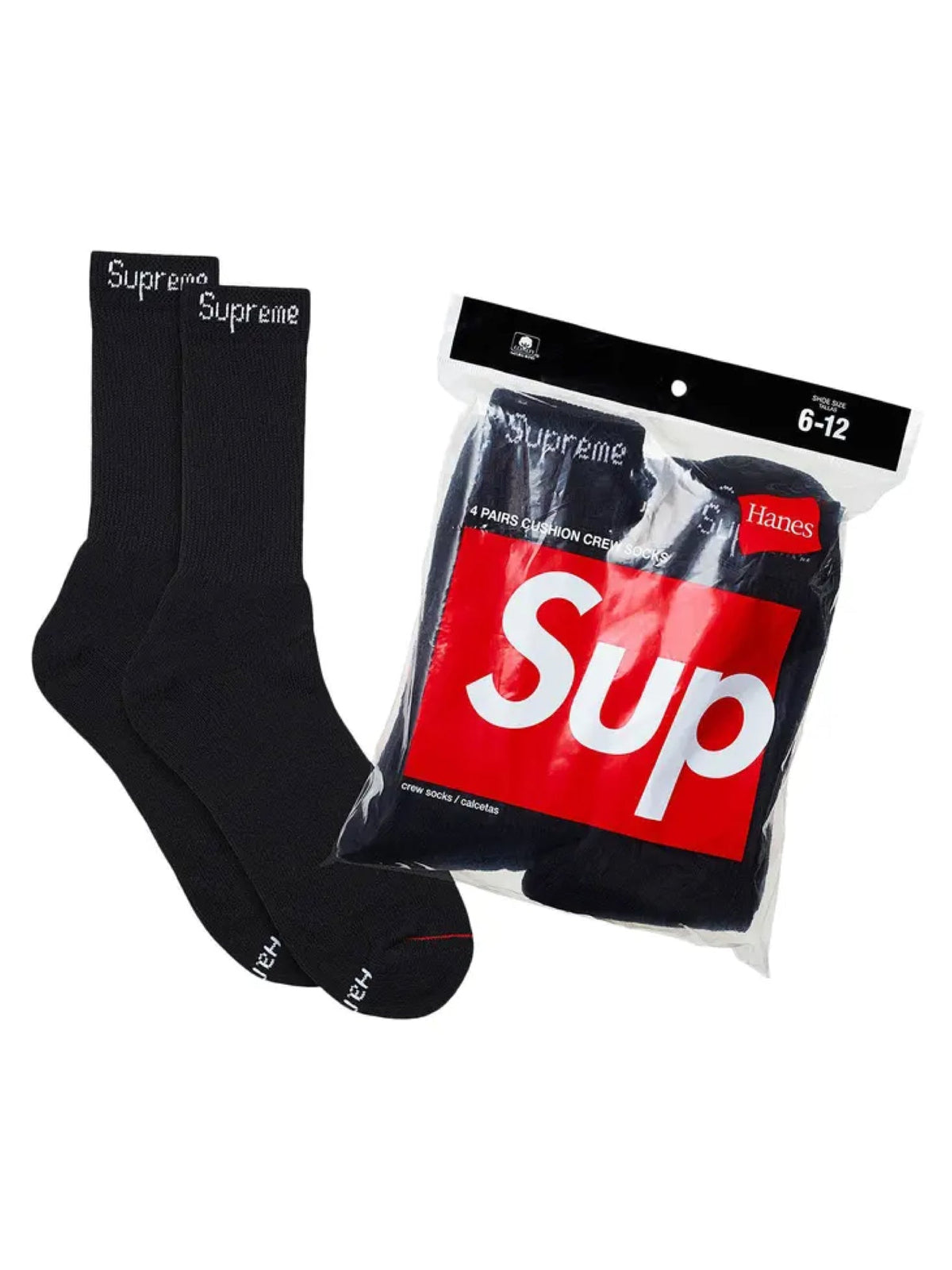 Supreme Hanes 4 pair black socks