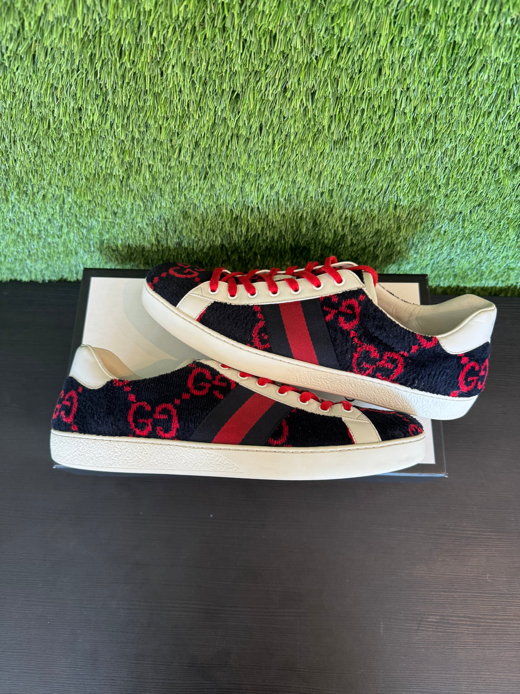 Gucci Ace Low Terry Cloth Red/Blue