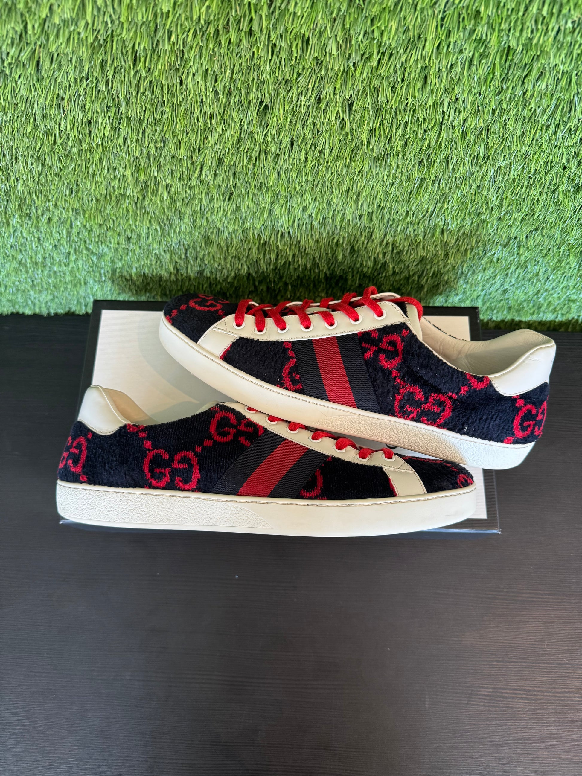 Gucci Ace Low Terry Cloth Red/Blue