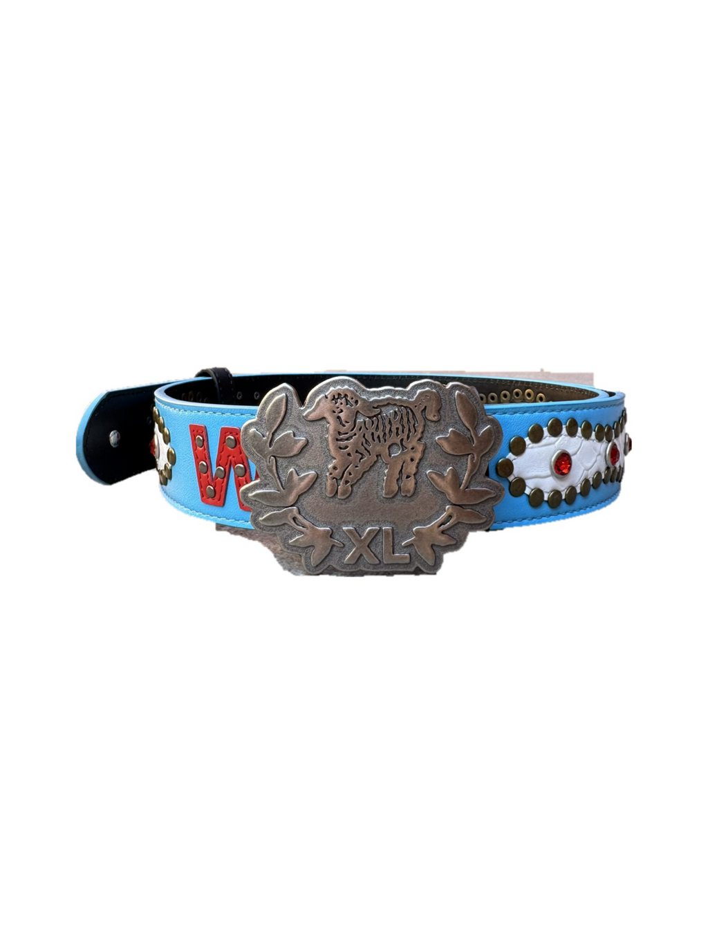 Humans at war blue studded belt