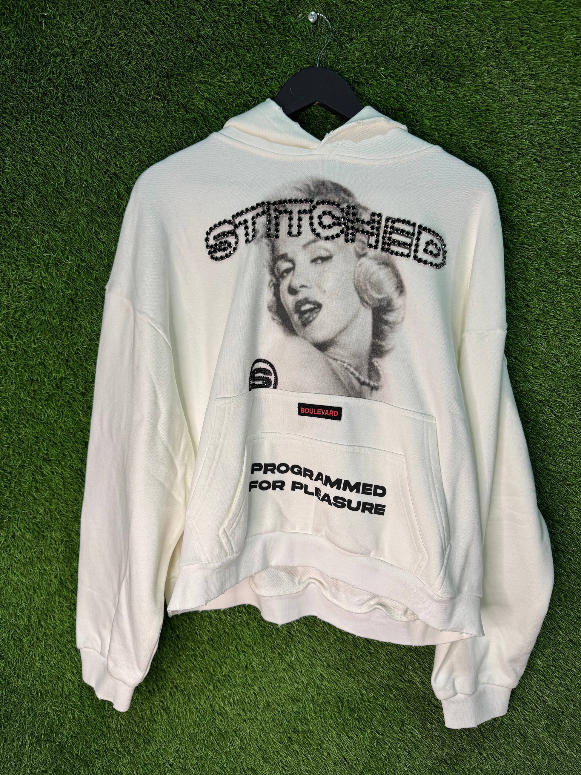 Stitched Blvd "Satisfaction marilyn monroe" studded hoodie