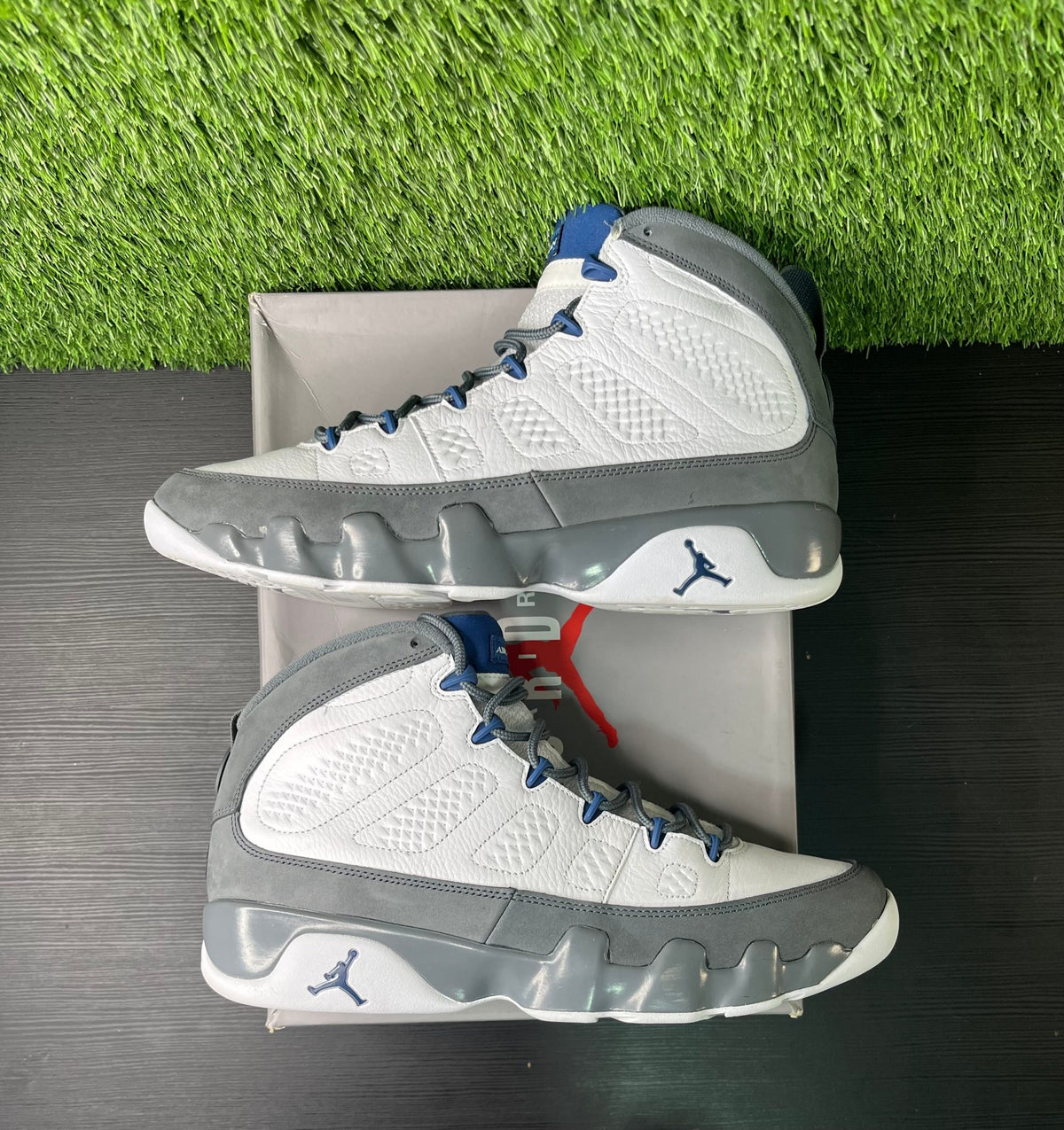 Jordan 9 flint grey blue
