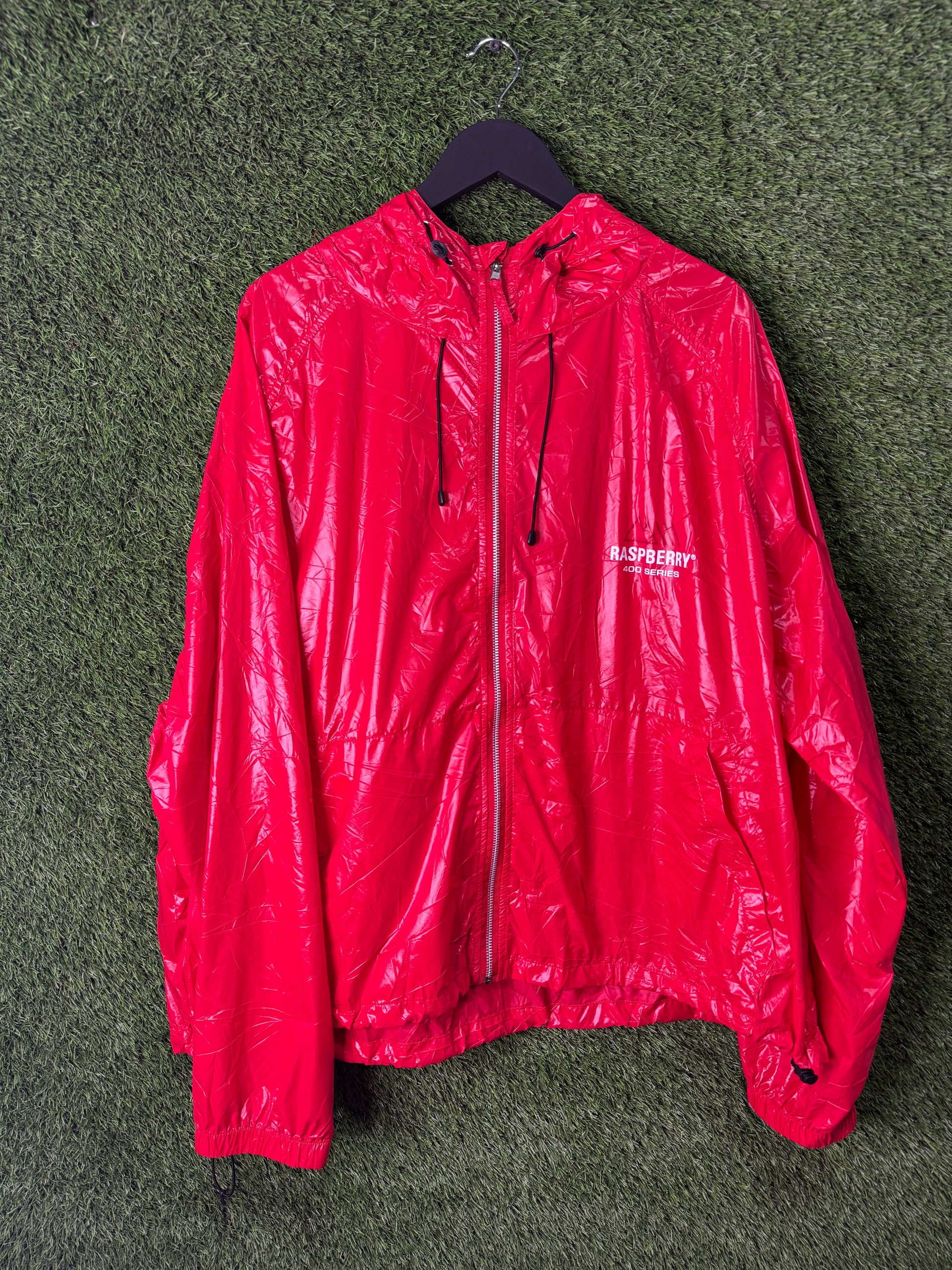 Raspberry hills red rain windbreaker