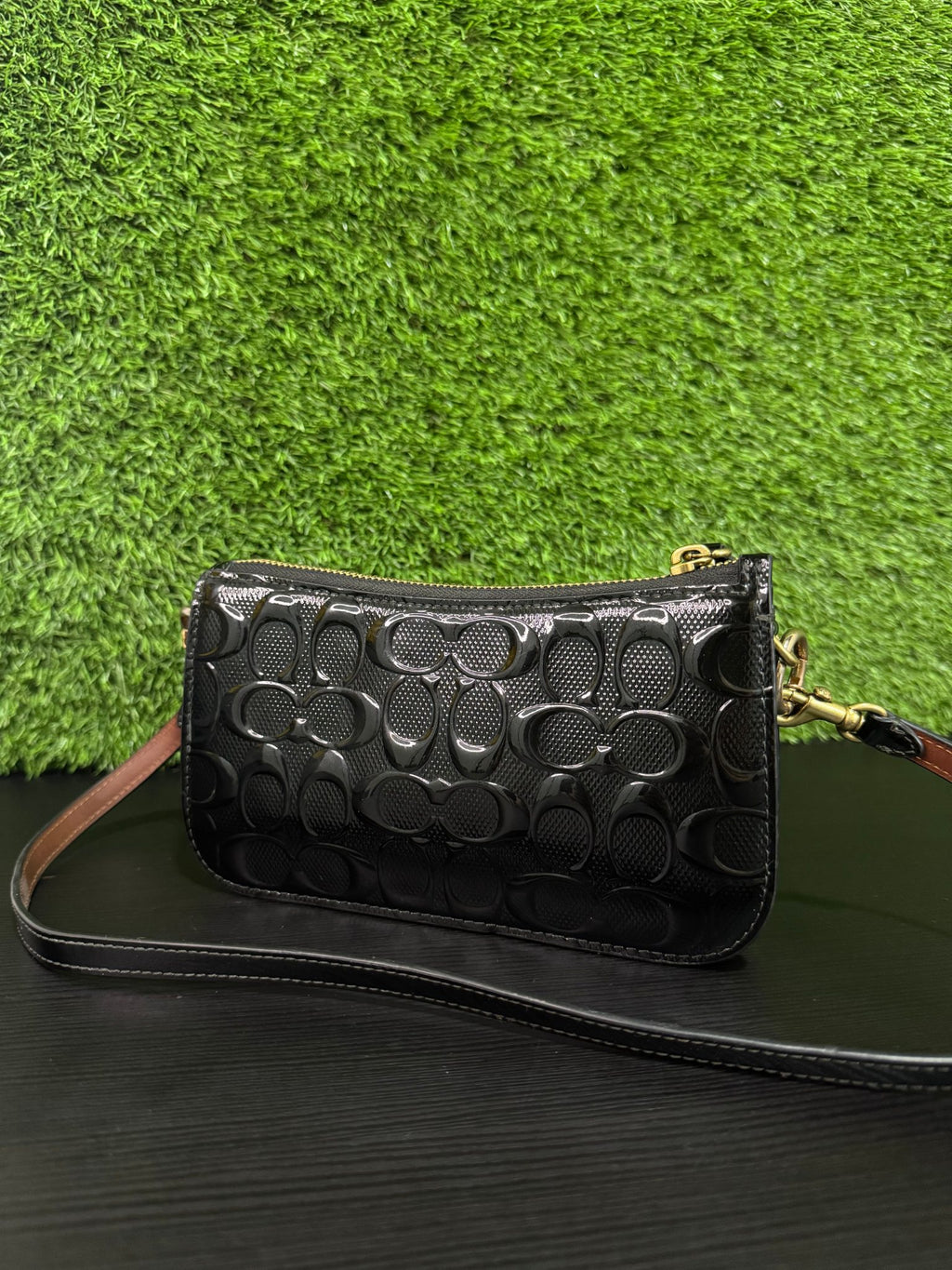COACH Black Patent Leather Shoulder Bag
