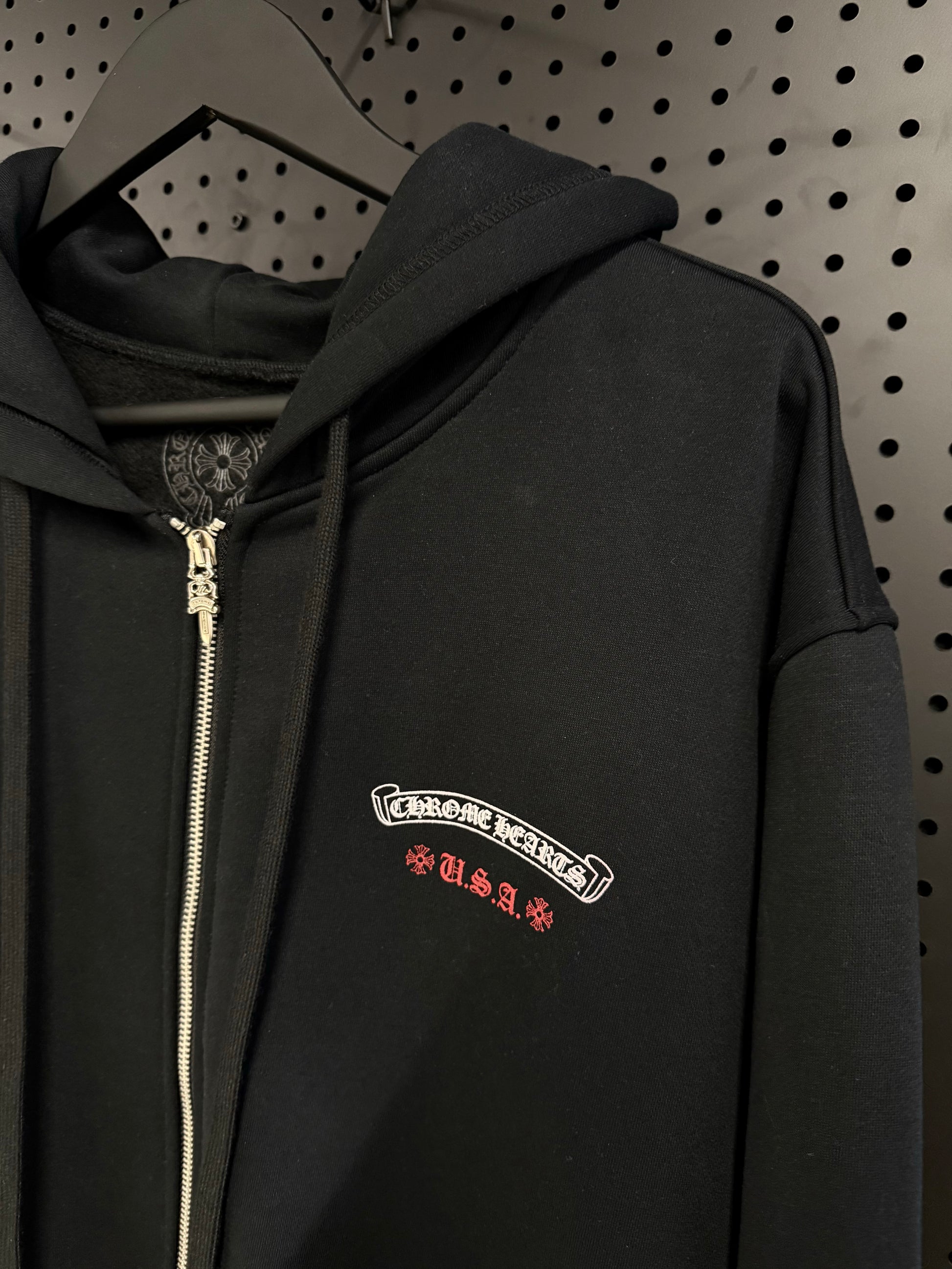 Chrome Hearts USA Flag Zip Up Black