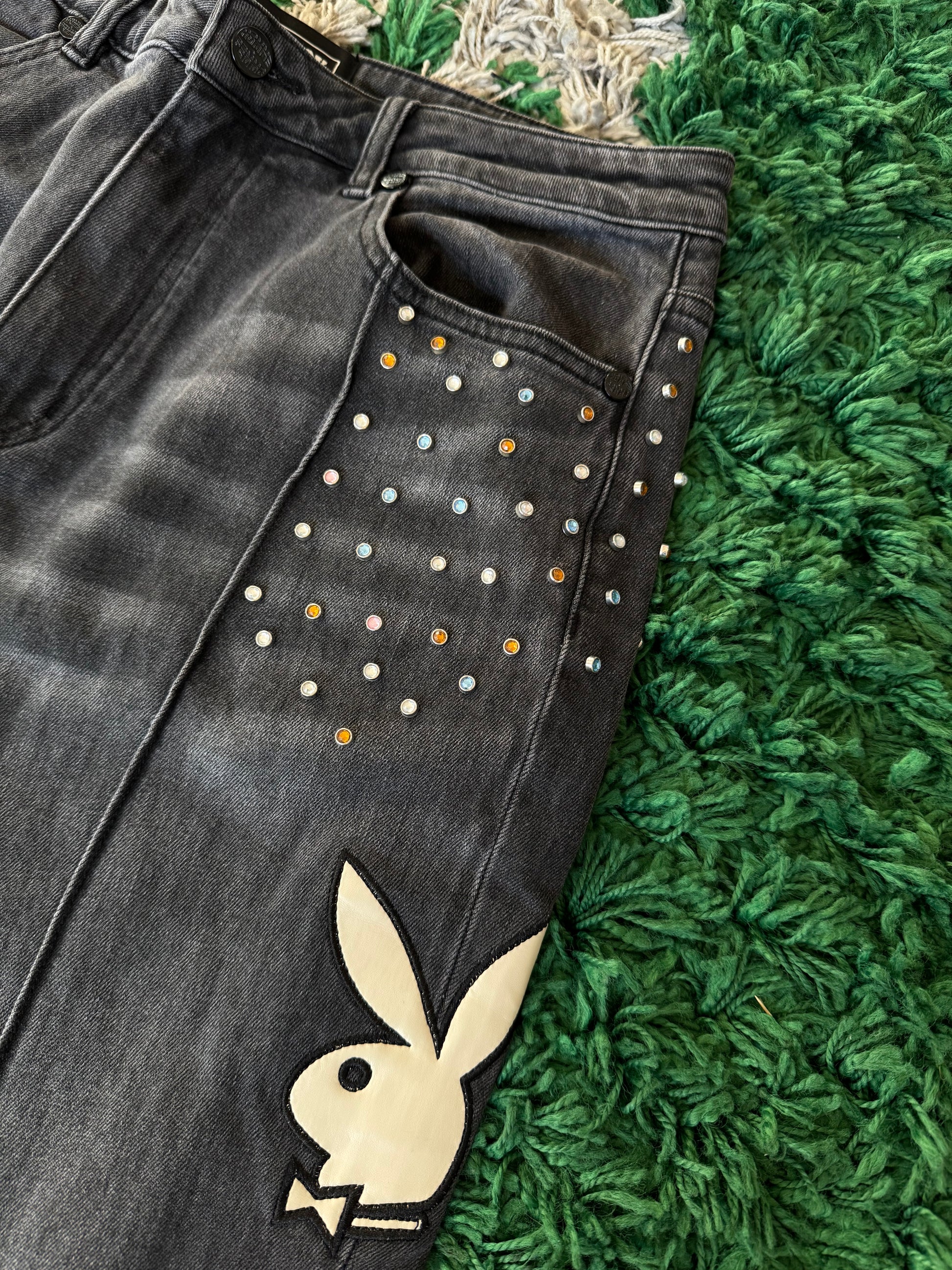 Homme Femme x Playboy Rhinestone Jeans