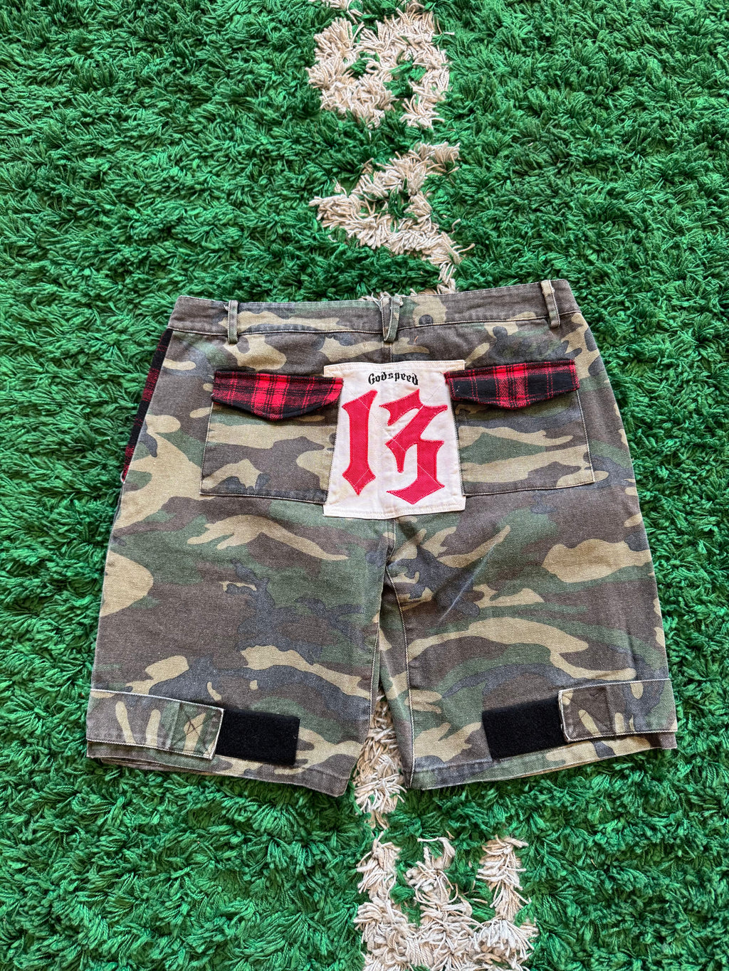 Godspeed camo patch work shorts