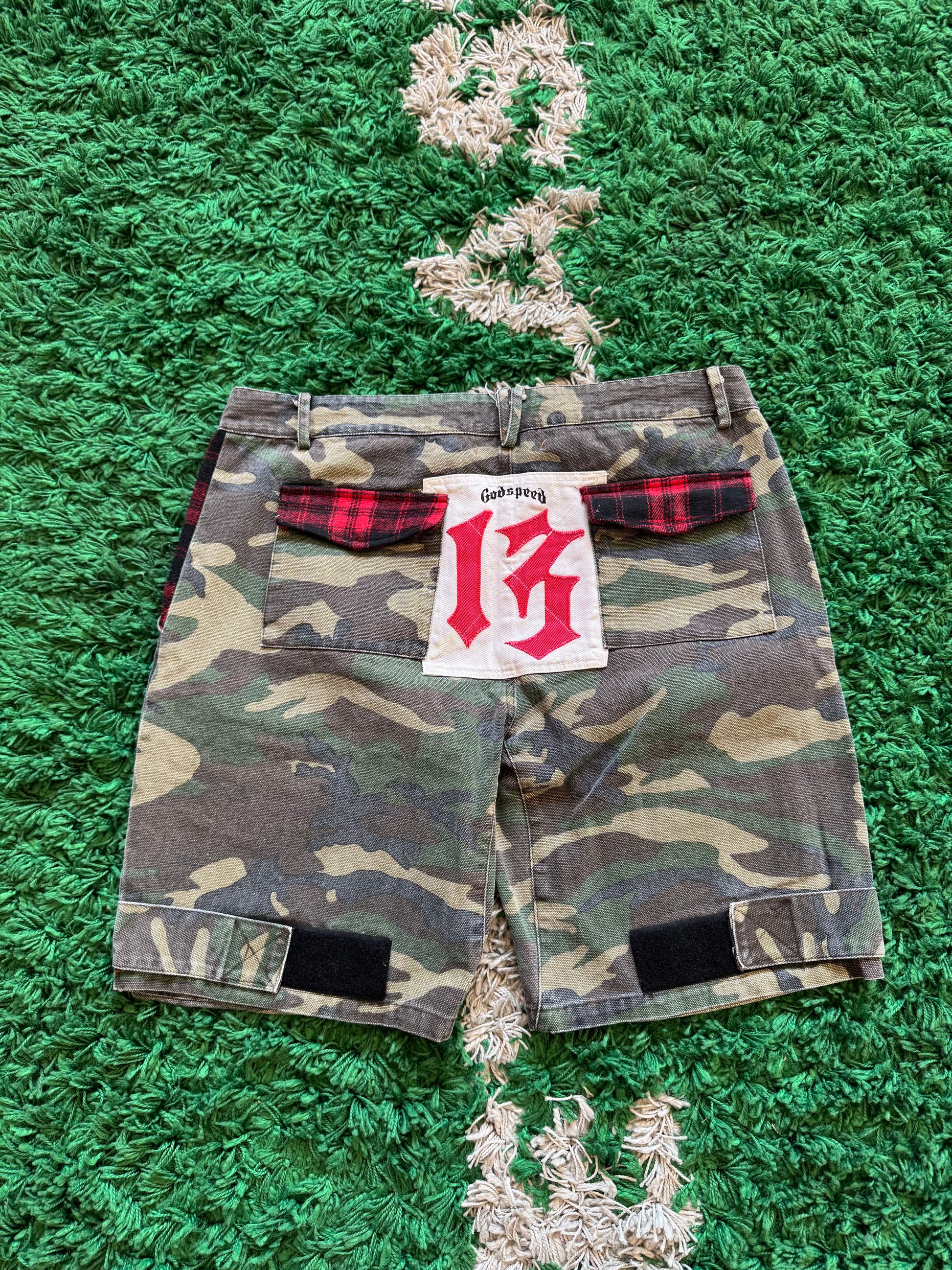 Godspeed camo patch work shorts