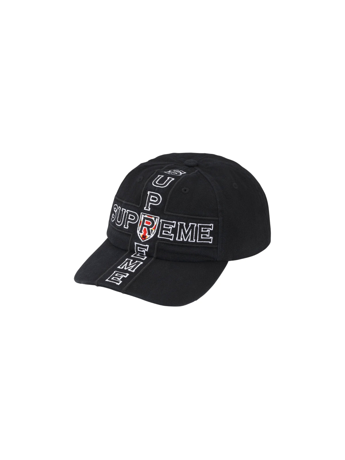 Cross Crest 6 Panel Hat Black