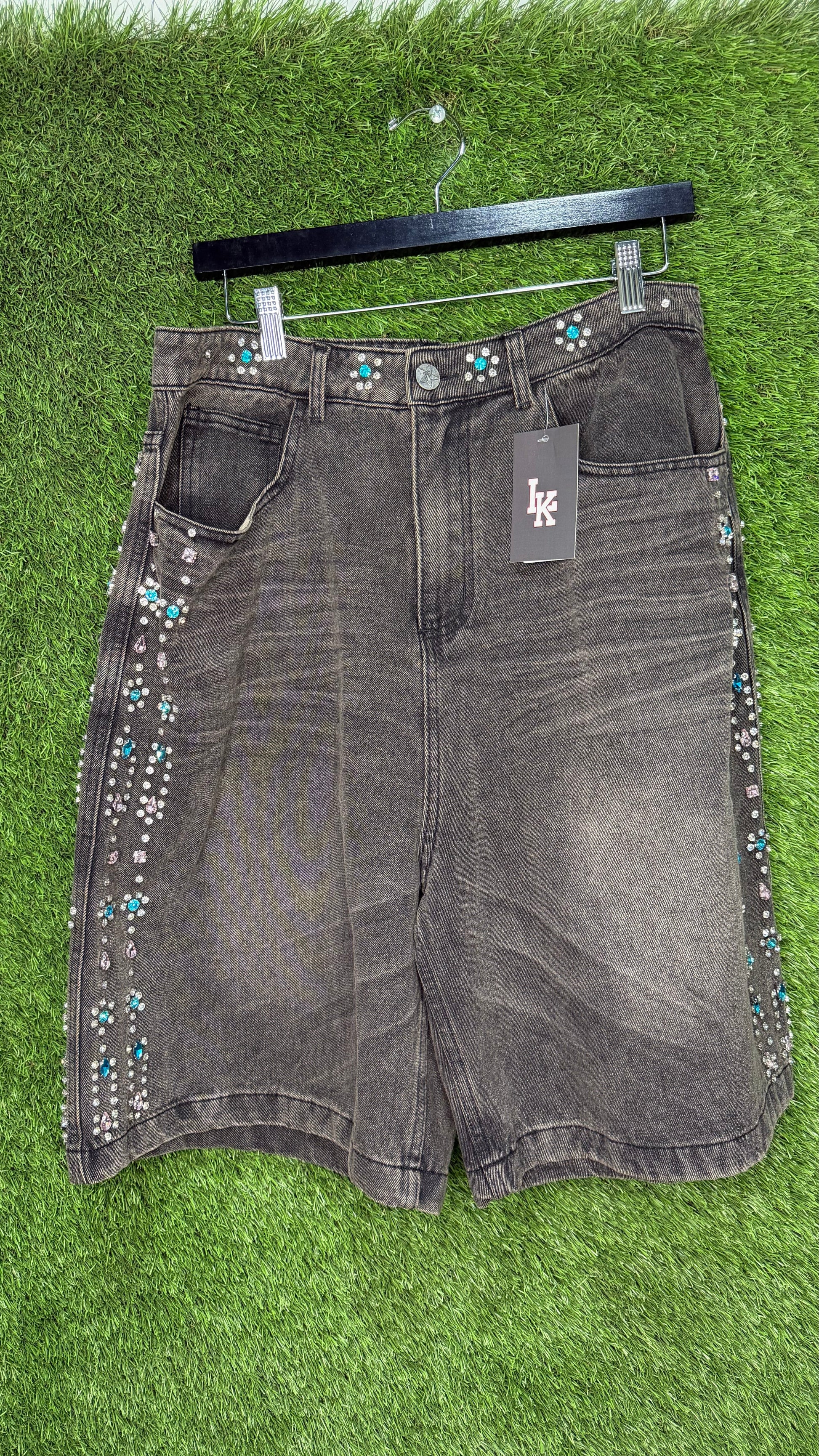 Vale black colorful crystal shorts