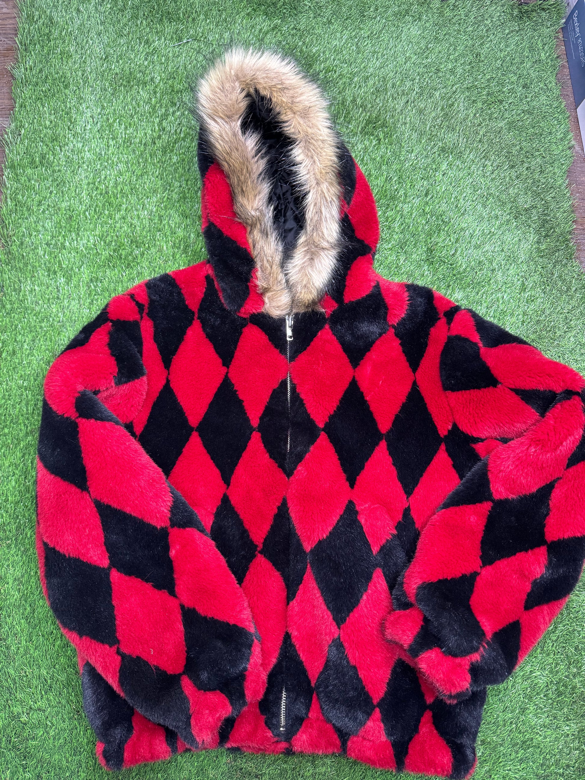 Supreme Diamond Faux Red zip up jacket