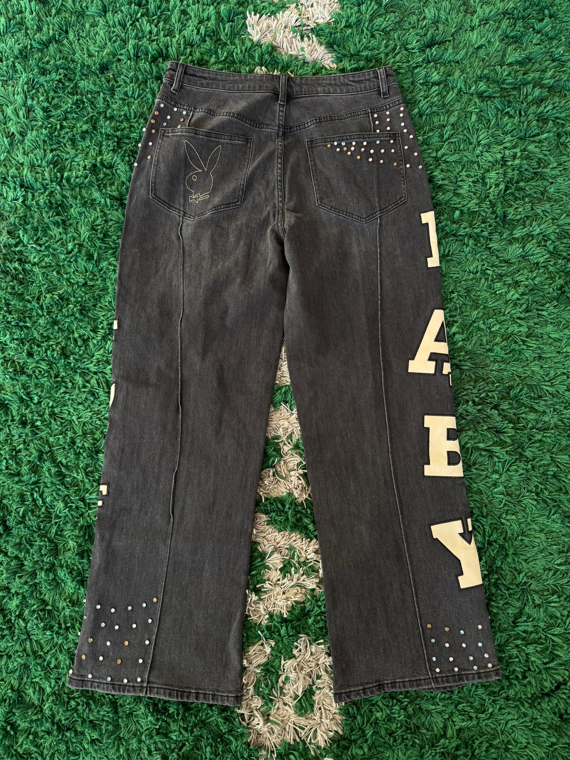 Homme Femme x Playboy Rhinestone Jeans