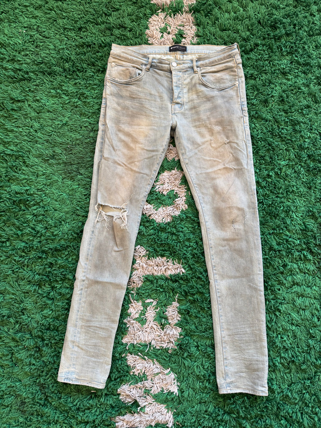 purple denim sandstone with light distressing