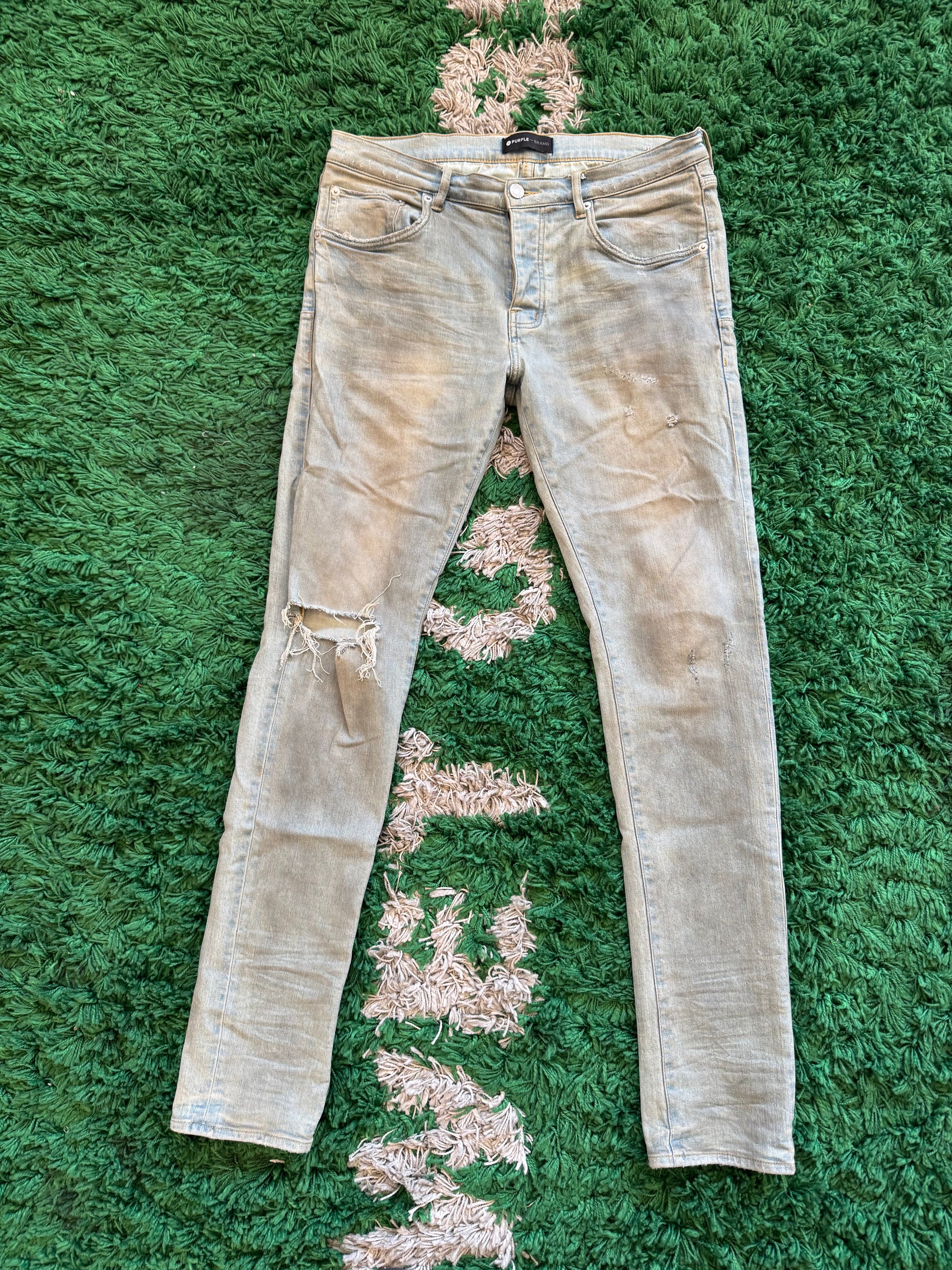 purple denim sandstone with light distressing