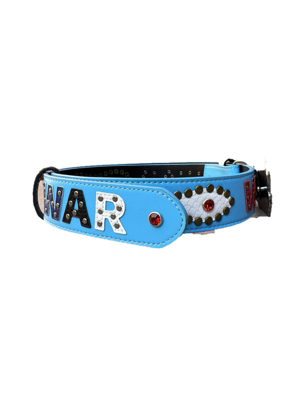 Humans at war blue studded belt