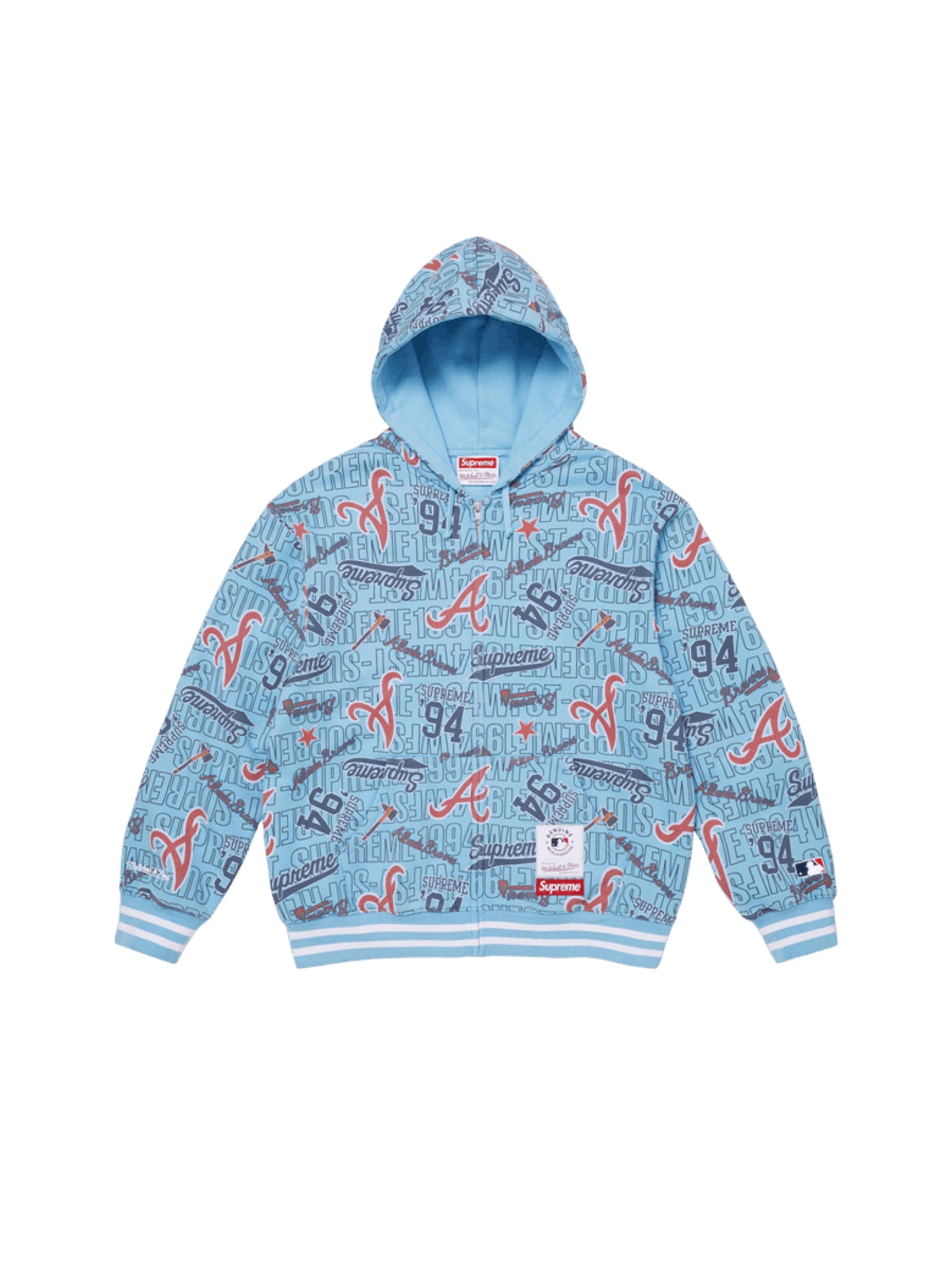 Supreme X Mitchell & Ness Teams Zip Up Light Blue
