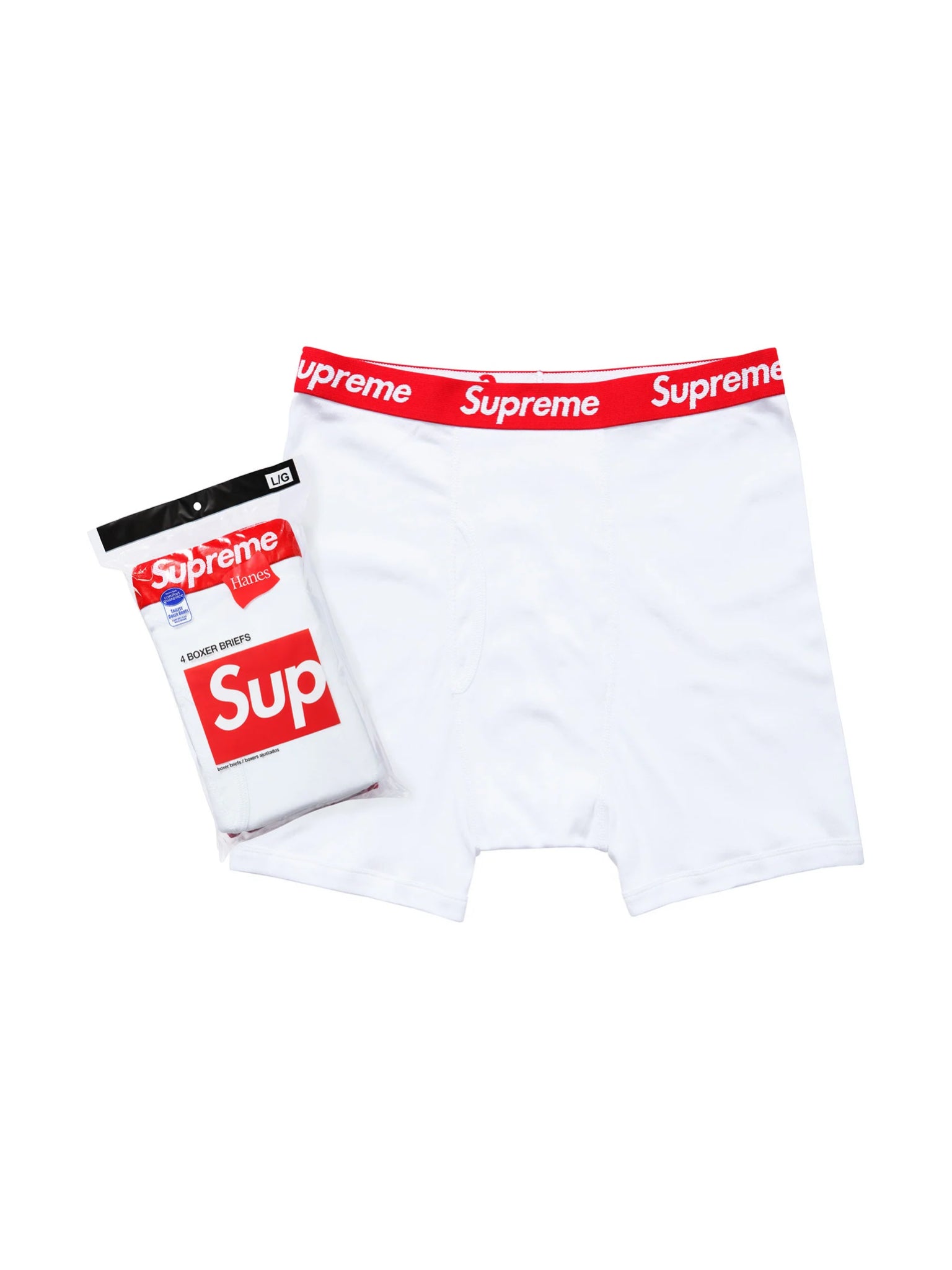 Supreme Hanes Boxer Briefs (4 Pack) White