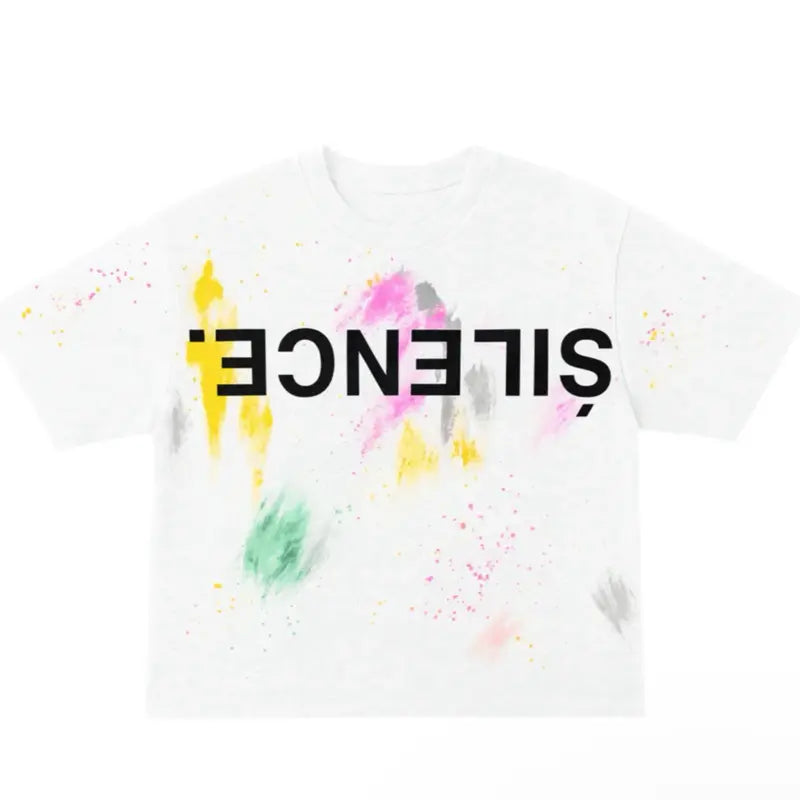 silence by onyx paint splatter tee