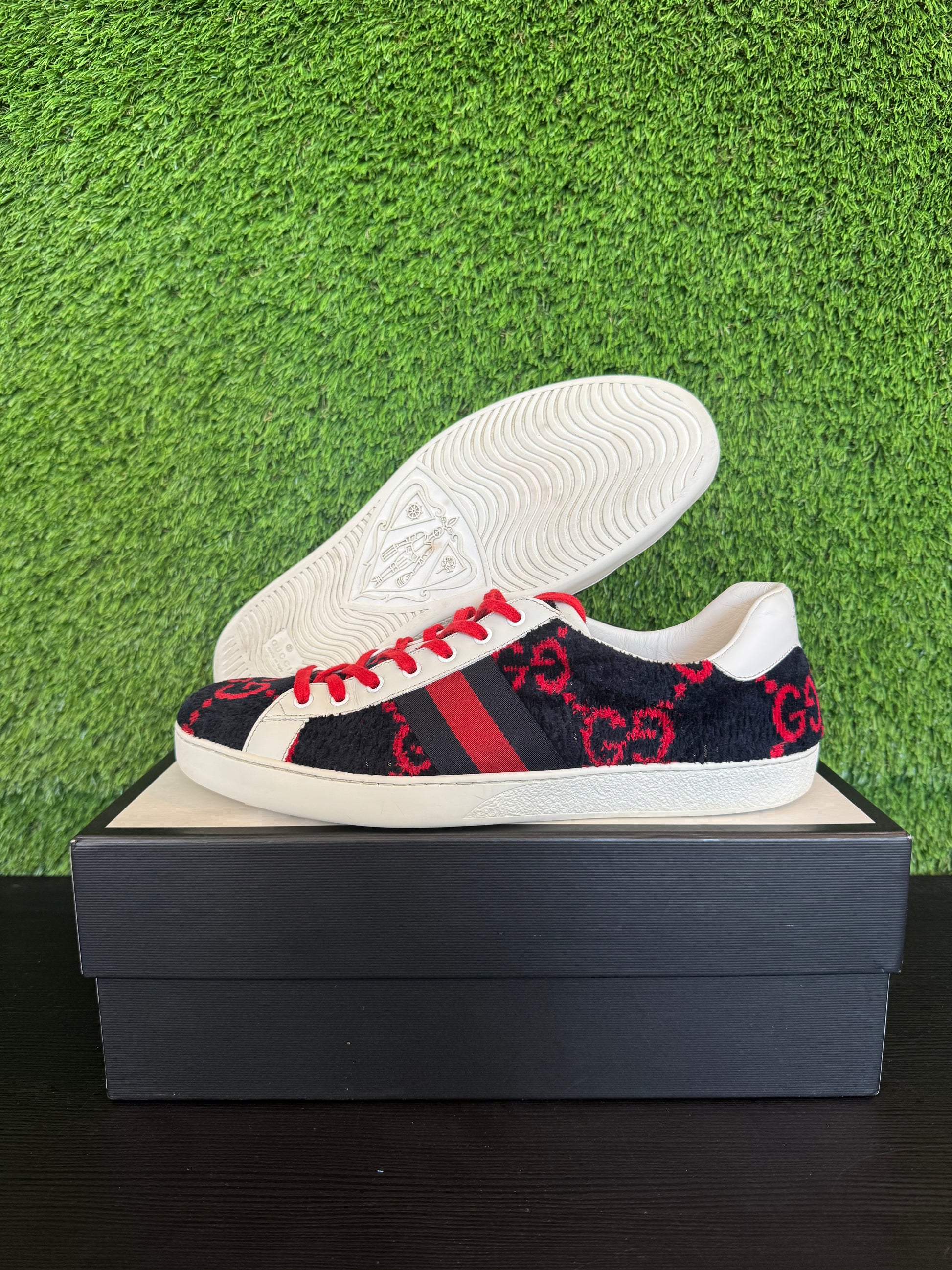 Gucci Ace Low Terry Cloth Red/Blue
