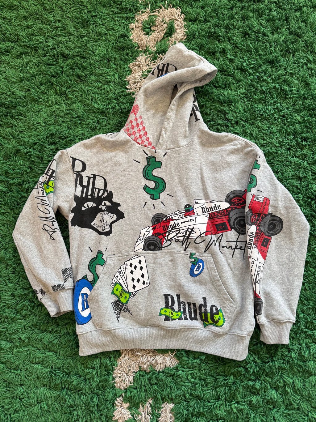Rhude money logo hoodie (Grey)