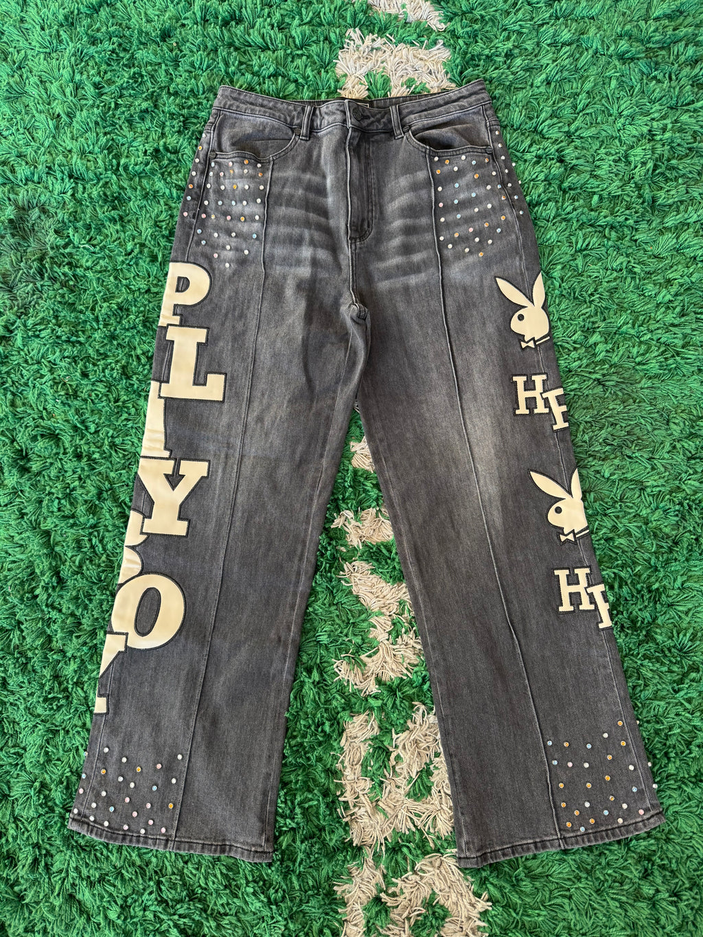 Homme Femme x Playboy Rhinestone Jeans