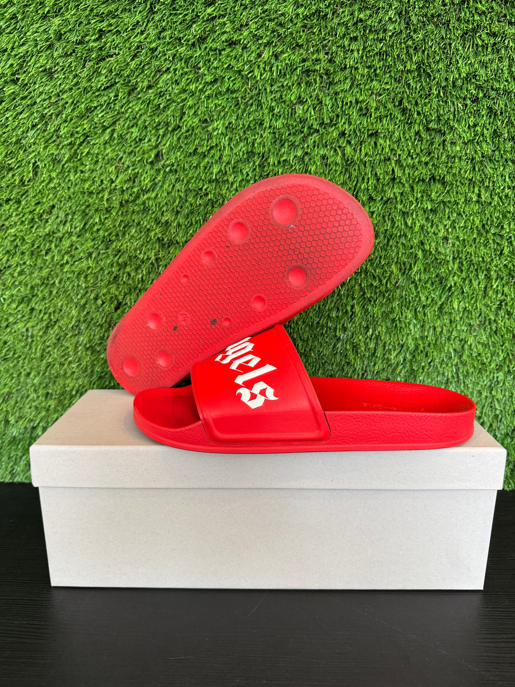 Palm Angels Pool Slides Red White