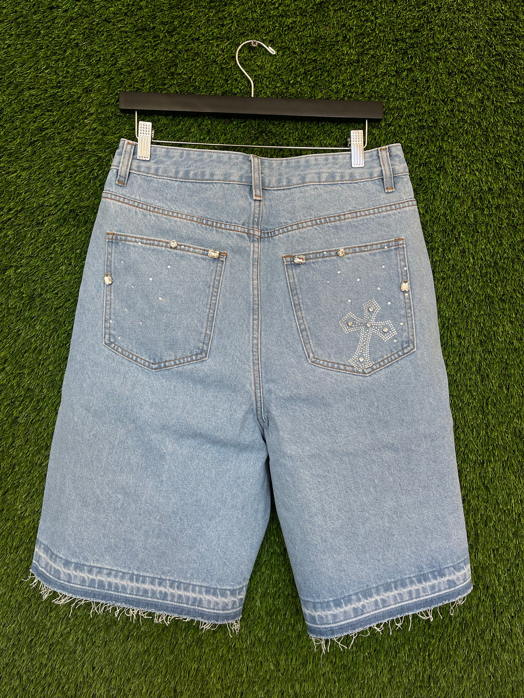 NME NYC Rhinestone Jorts Blue