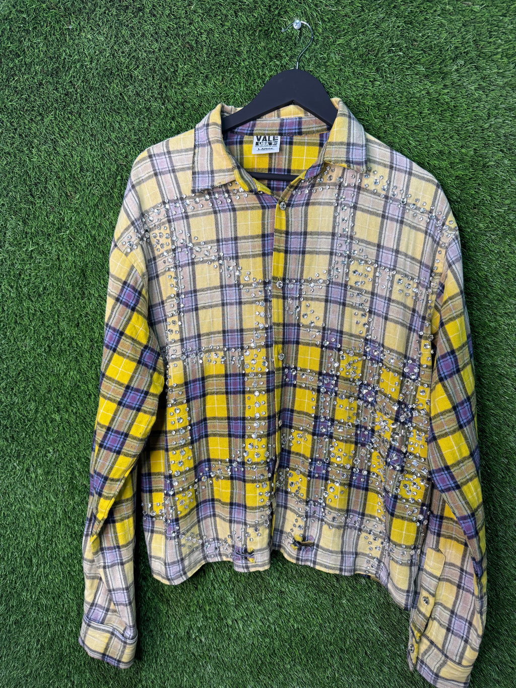 Valley dreams yellow rhinestone flannel