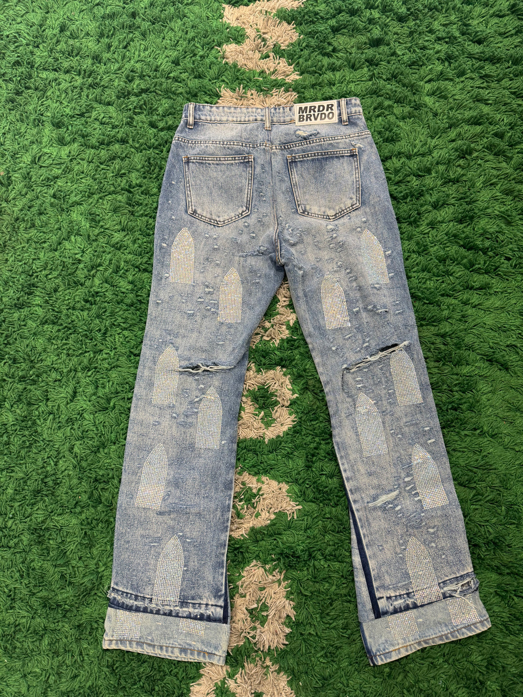 Who decides war rhinestone washed sky denim
