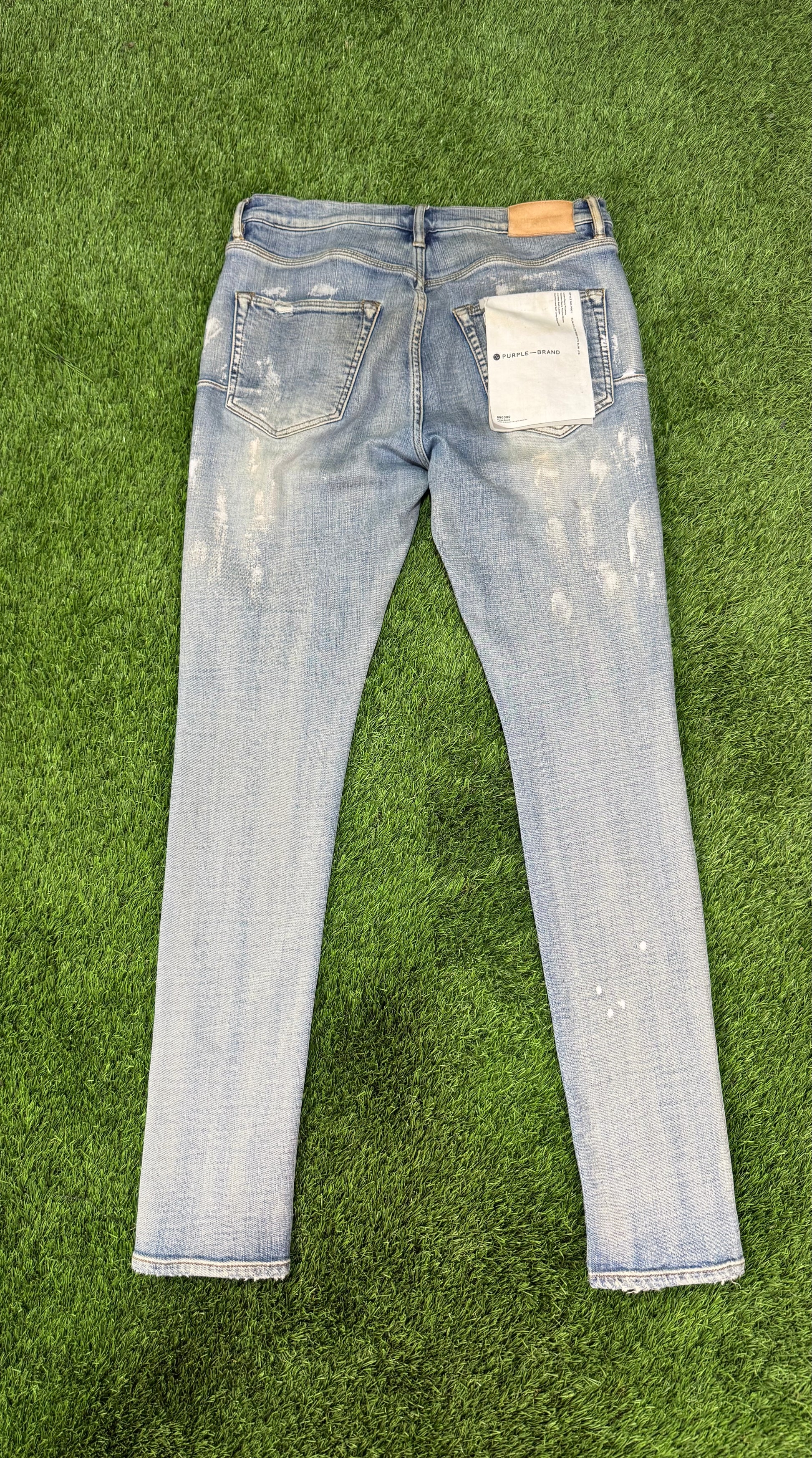 purple skinny denim light blue