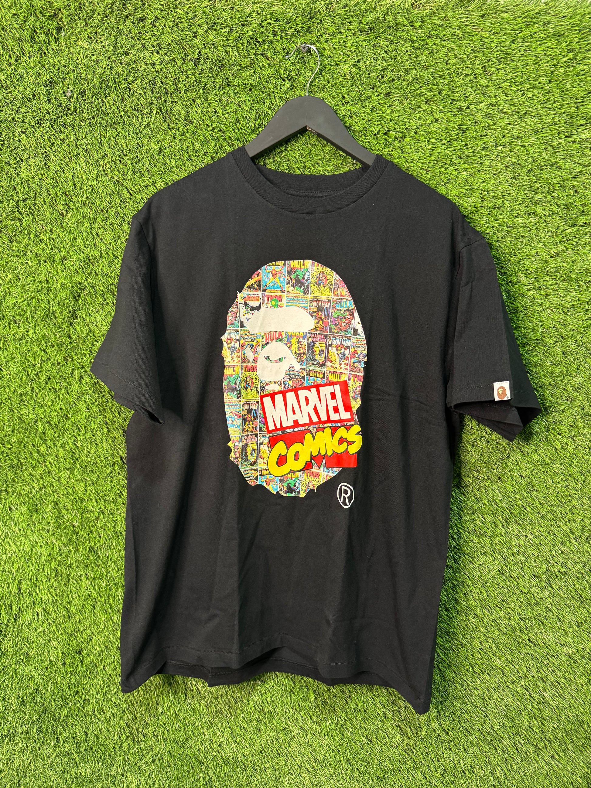 BAPE x Marvel comics ape head Tee black