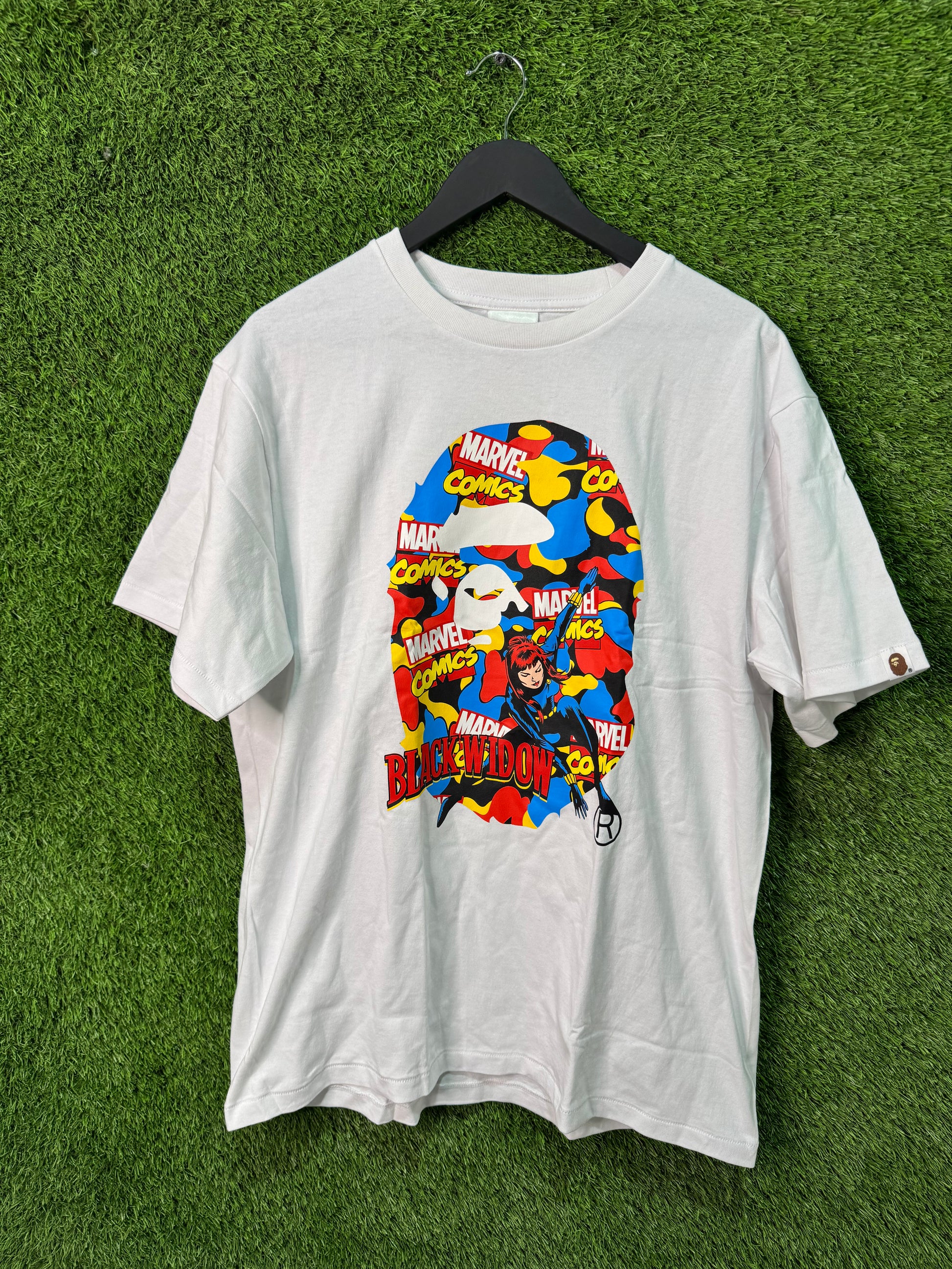 BAPE X Marvel Comics Camo BAPE head Tee white