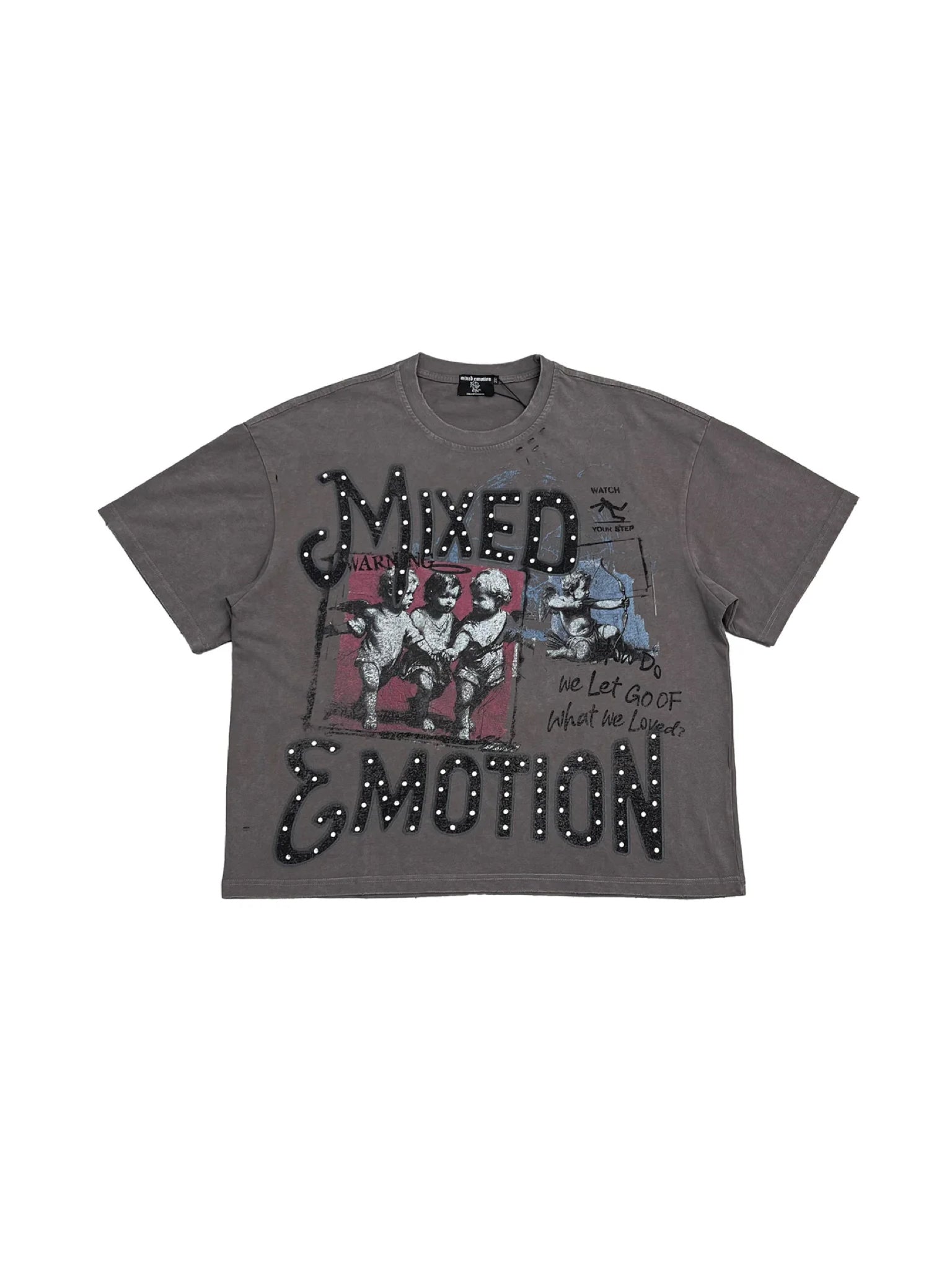Mixed emotions grey “friends” tee