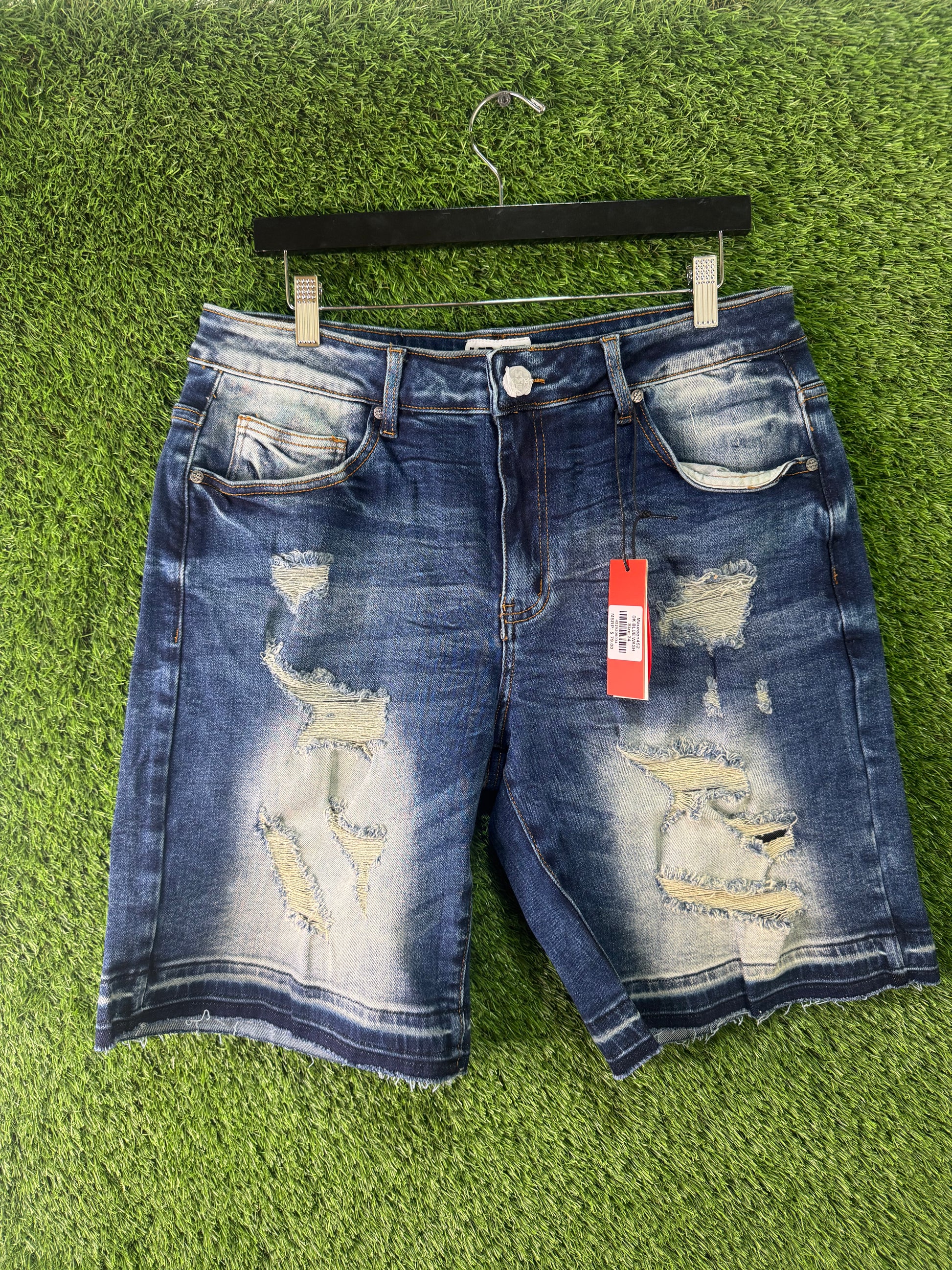 NME NEWYORK Blue distressed jorts